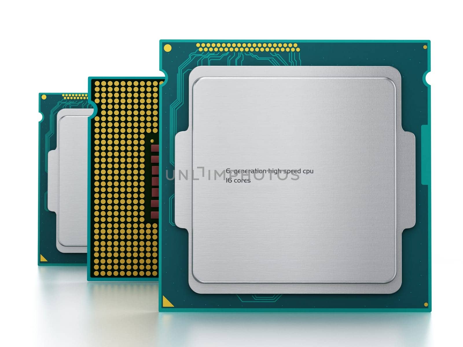 CPUs (central processing units) isolated on white background