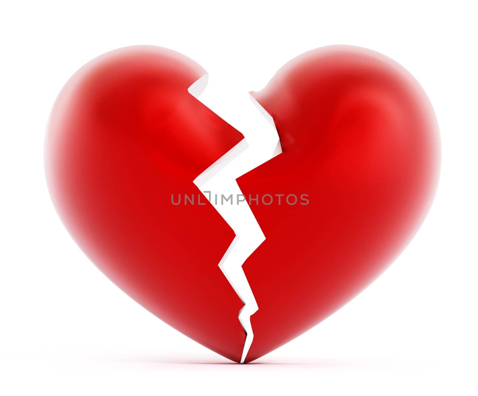 Broken heart isolated on white background