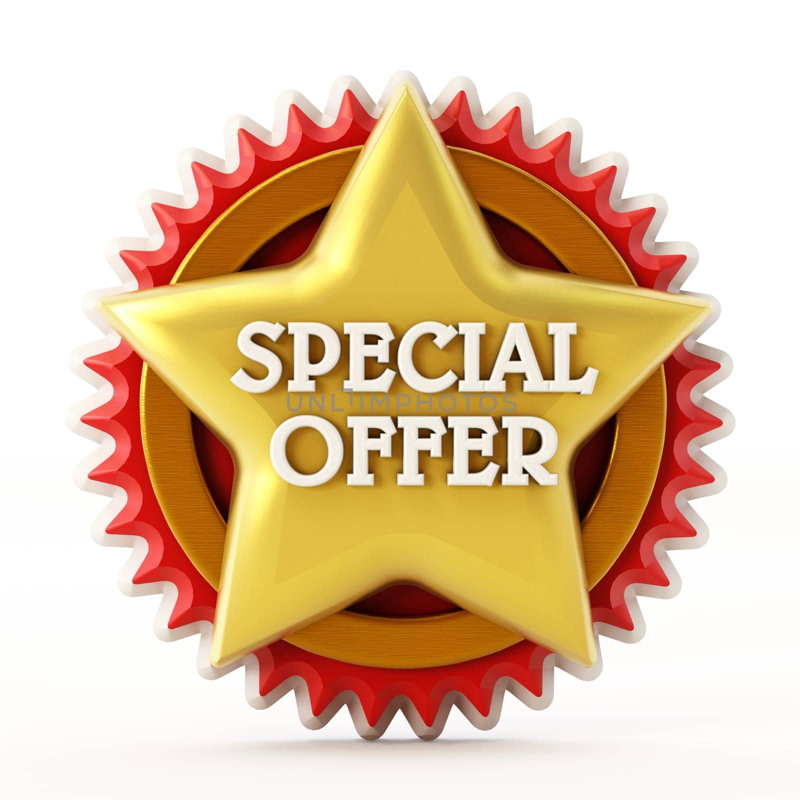 Special offer star isolated on white background.