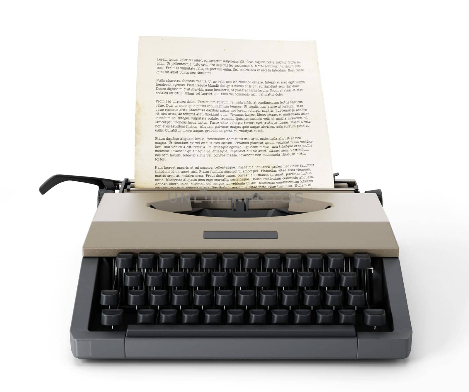 Vintage typewriter isolated on white background