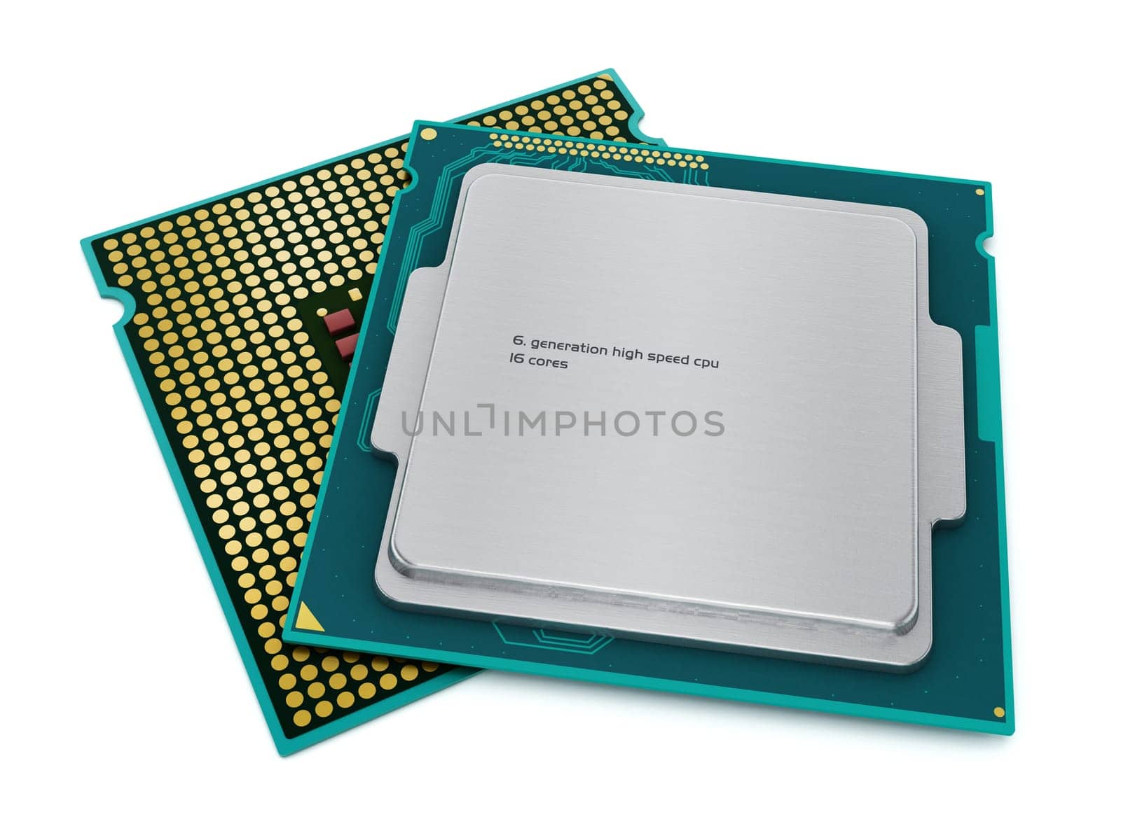 CPUs (central processing units) isolated on white background