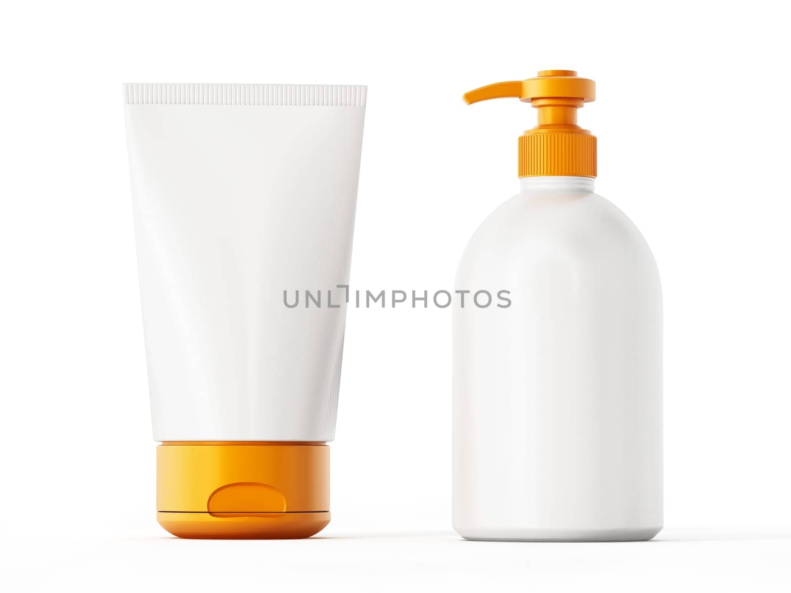 Sun creams in various shaped containers isolated on white background