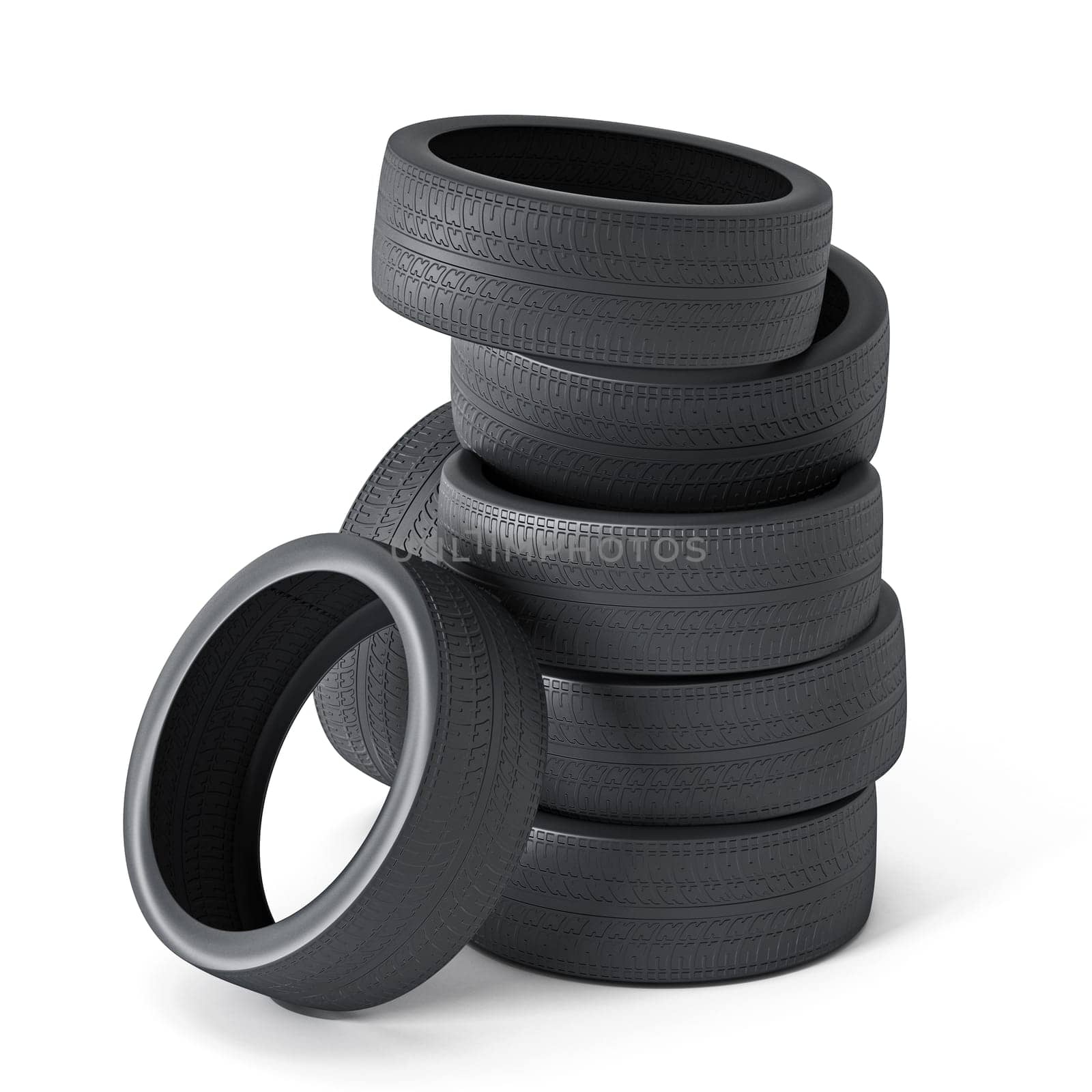 Tyre stack isolated on white background