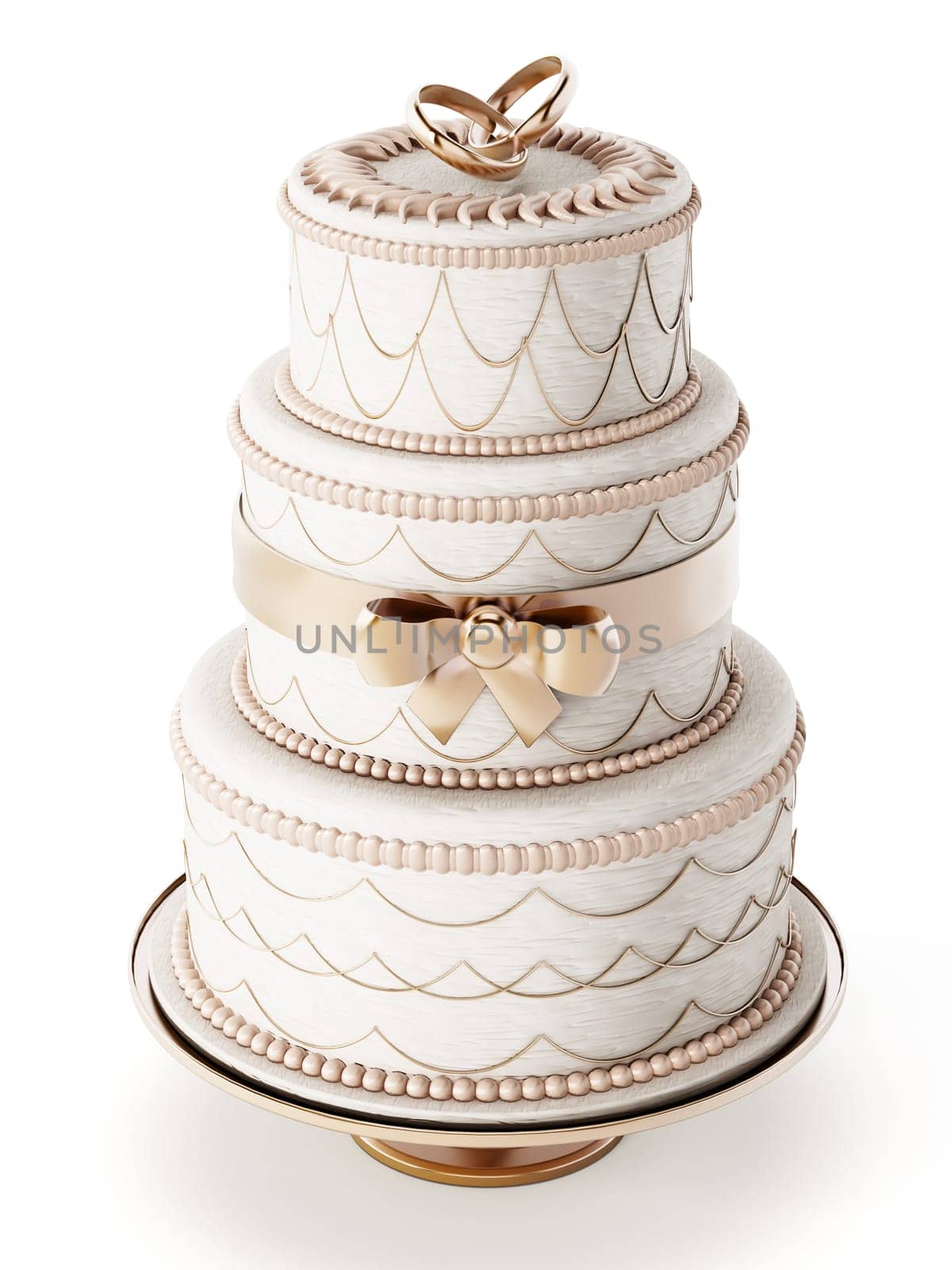Wedding cake isolated on white background