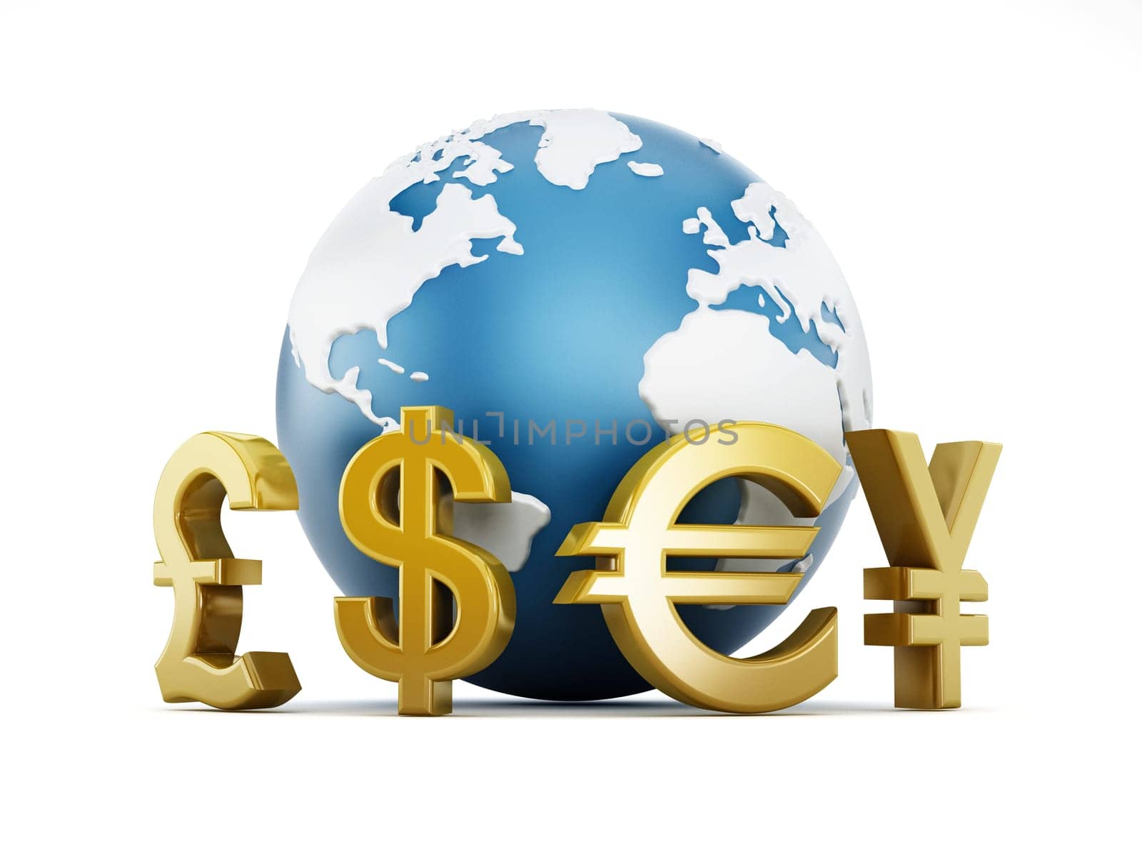 Gold currency symbols around the globe