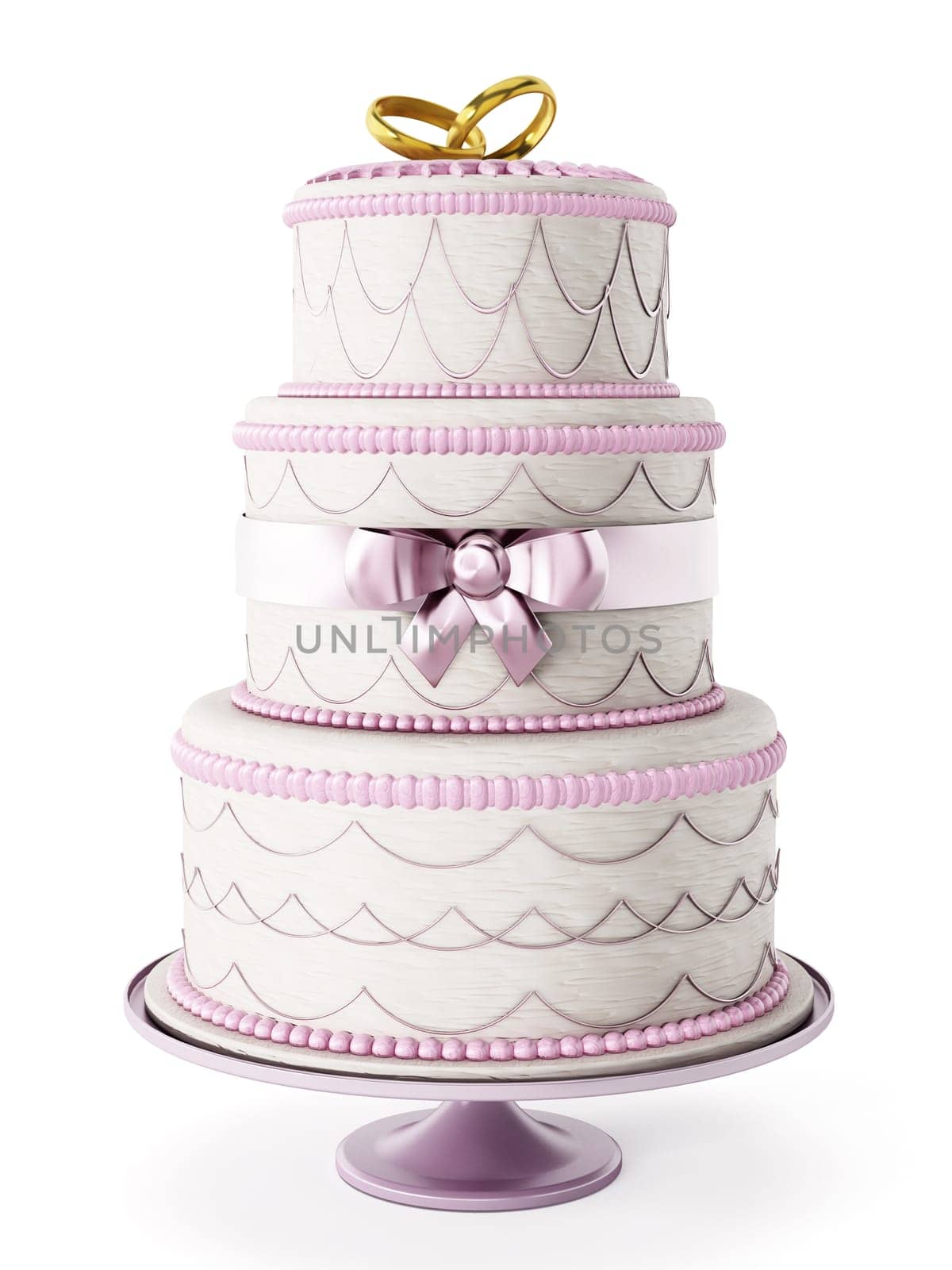 Wedding cake isolated on white background