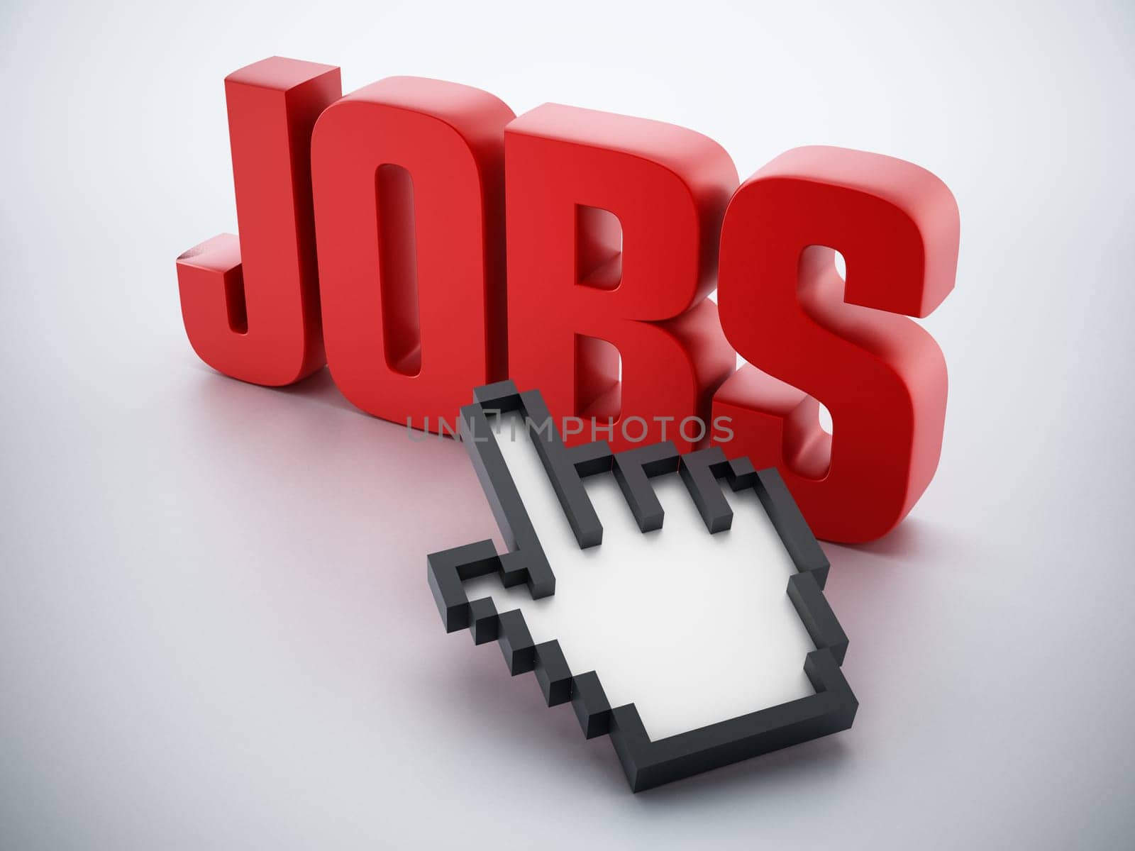 Hand cursor on red jobs word.