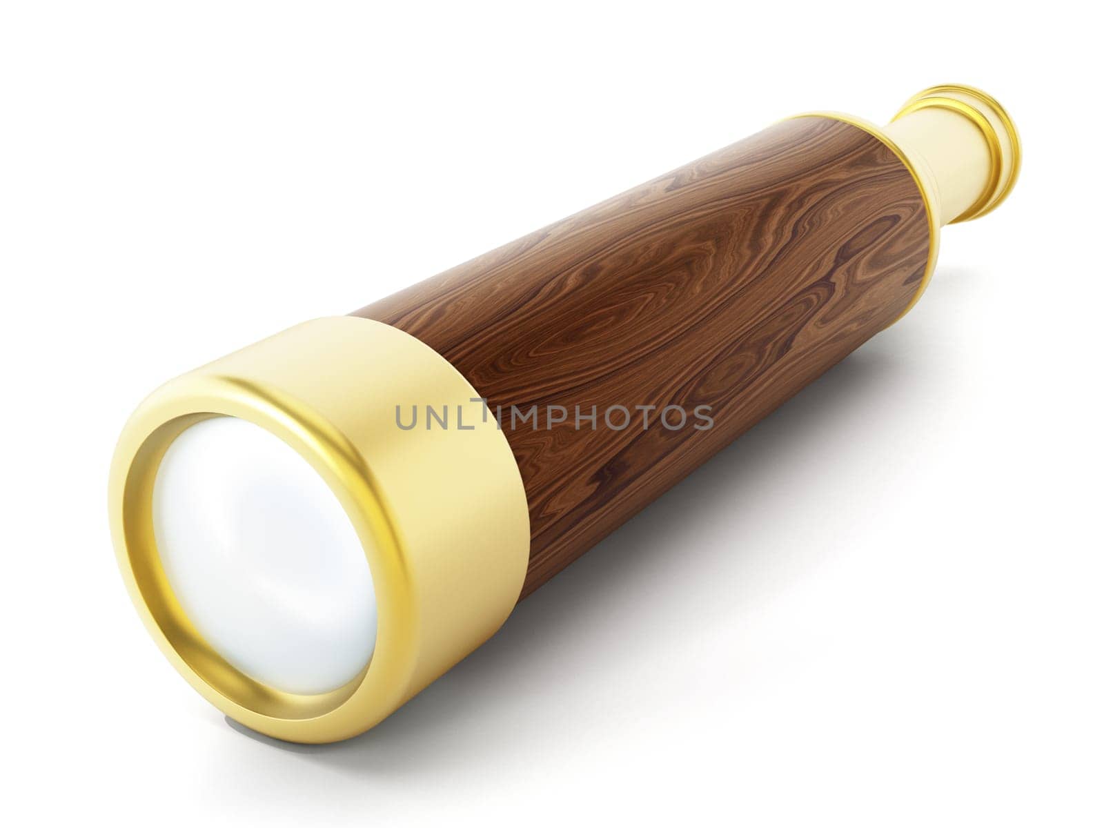 Vintage telescope isolated on white background