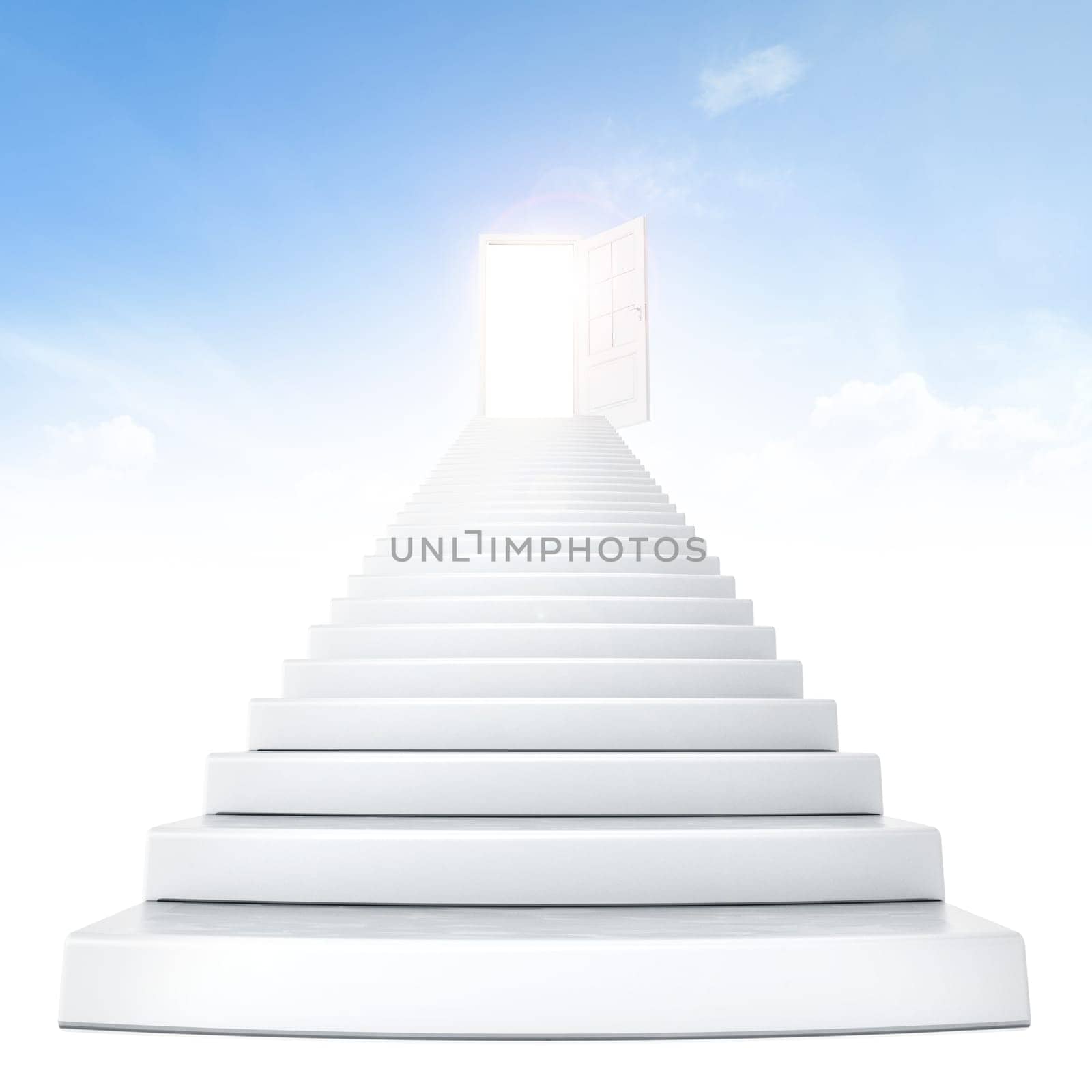 Stairs leading to bright open door