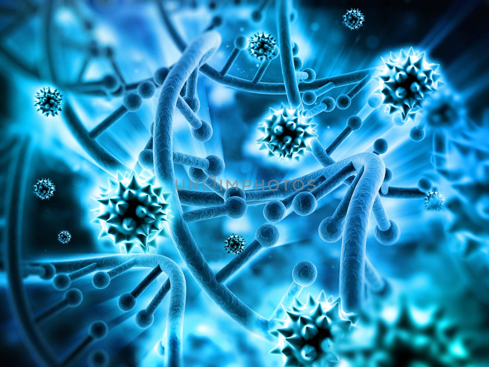 DNA strands background with blue color tones.
