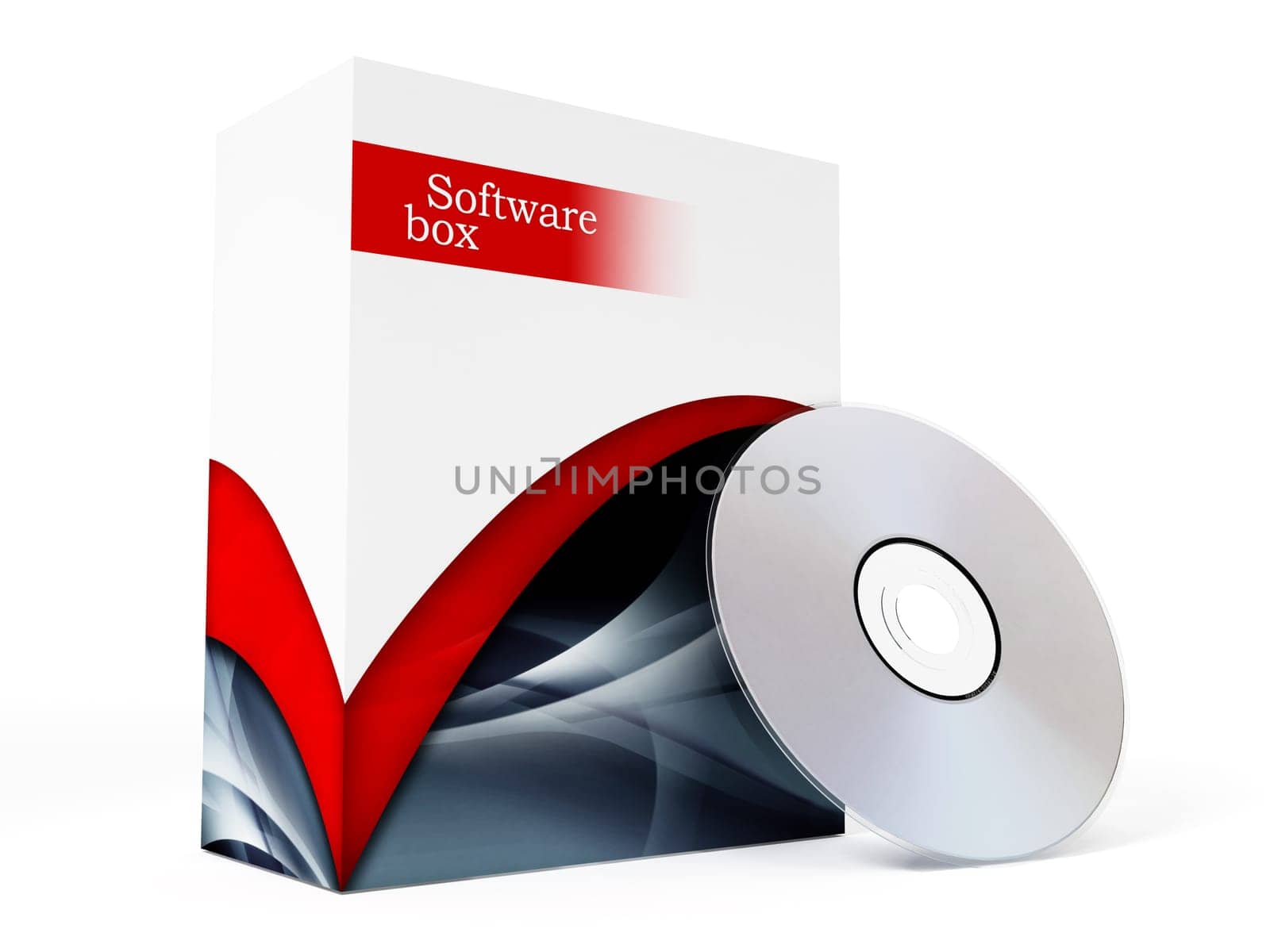 Software box and dvd isolated on white background.