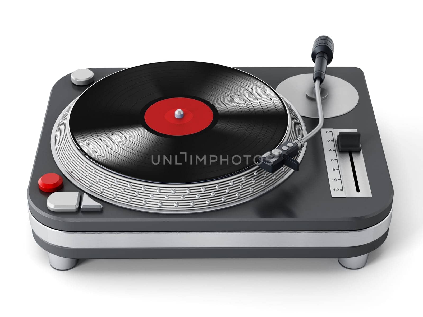 Vintage turntable isolated on white background