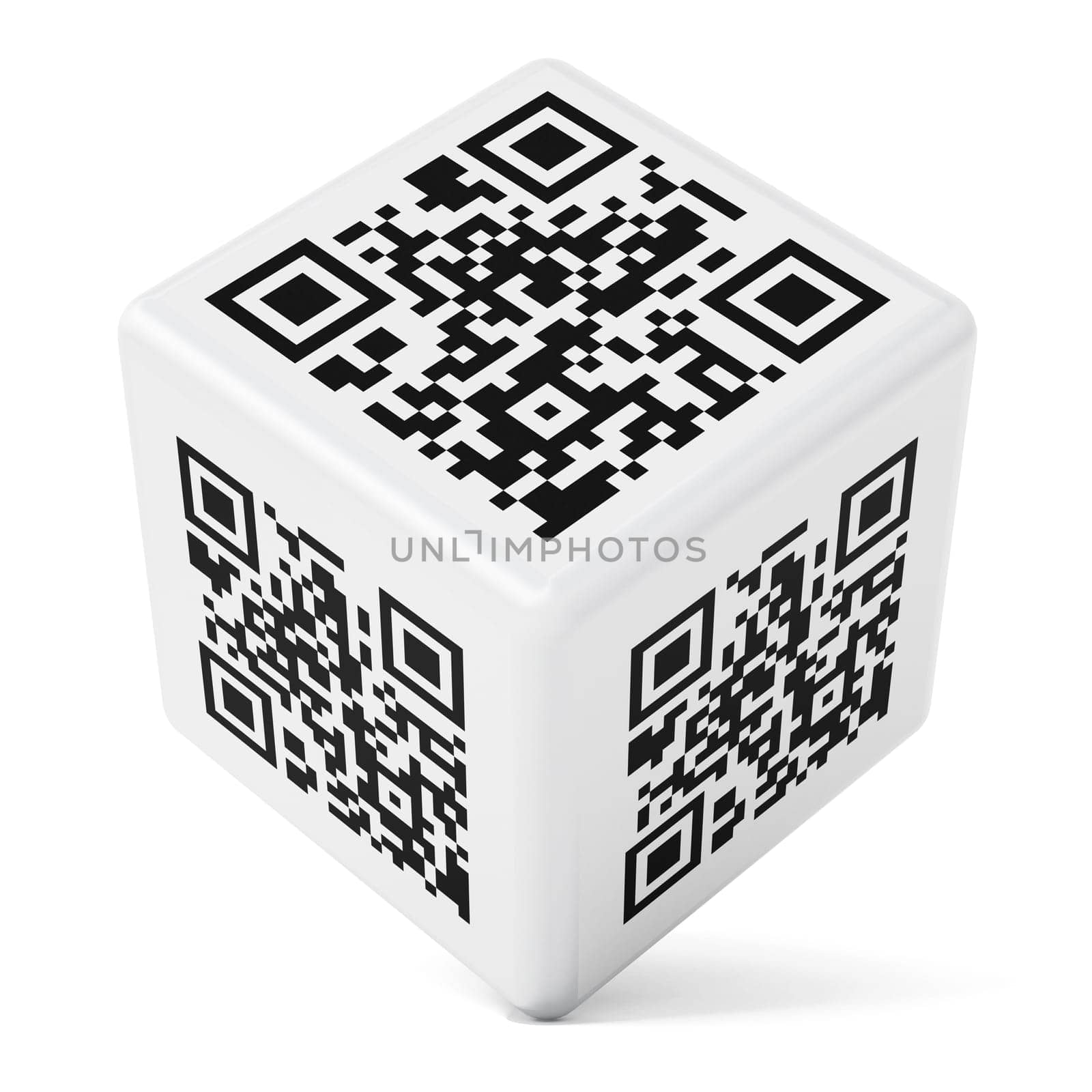 QR code cube isolated on white background