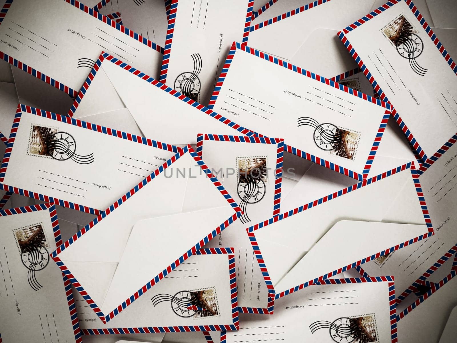 Stack of enveloppes. My own image used as stamp.