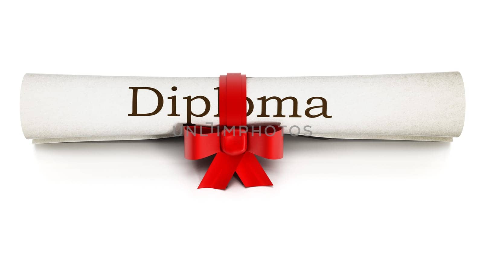 Rolled up diploma isolated on white background
