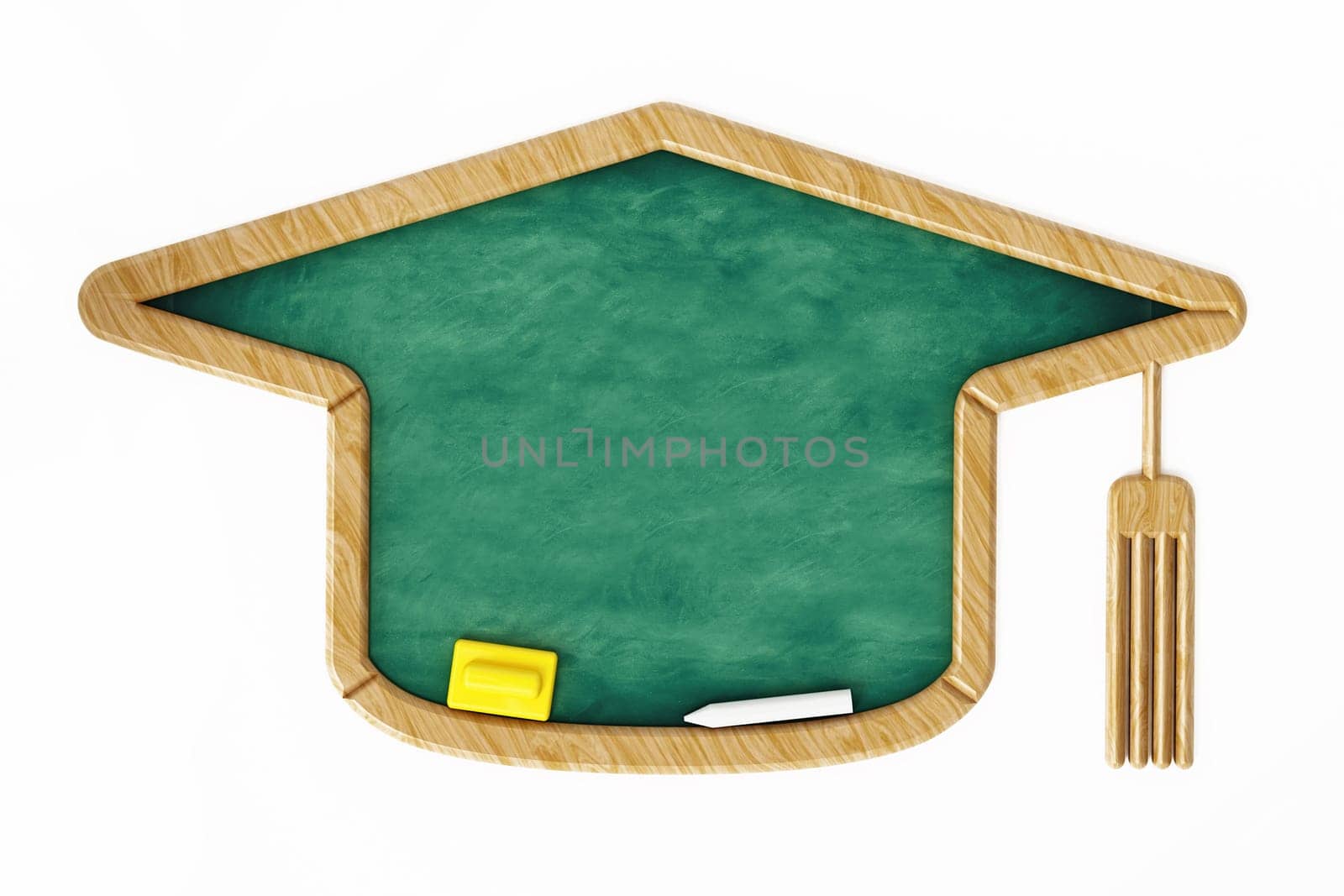 Mortarboard shaped graduation cap isolated on white background