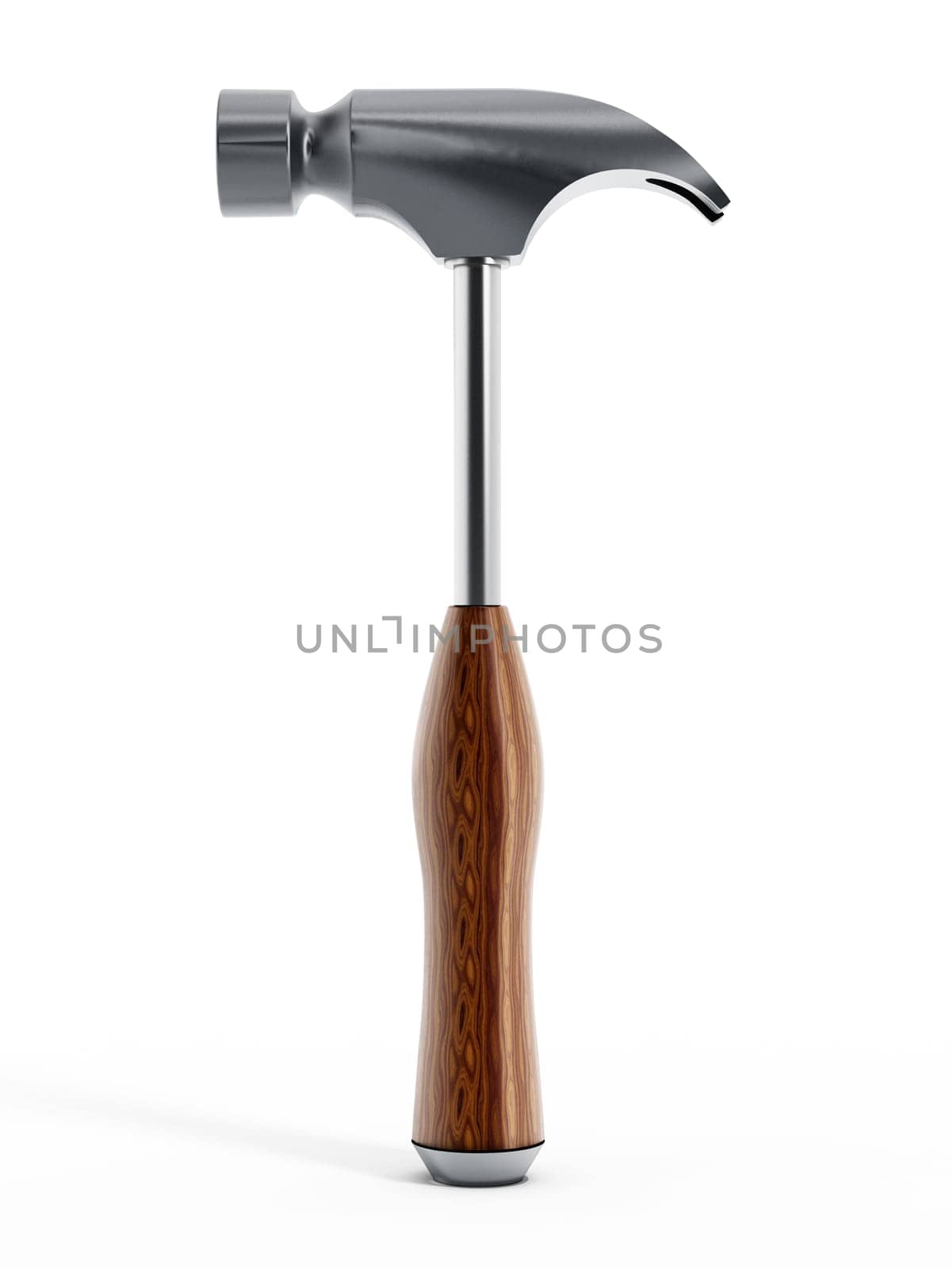 Isolated hammer with wooden handle.