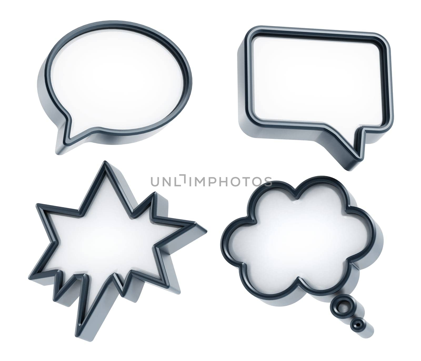 Speech balloons with various shapes isolated on white background
