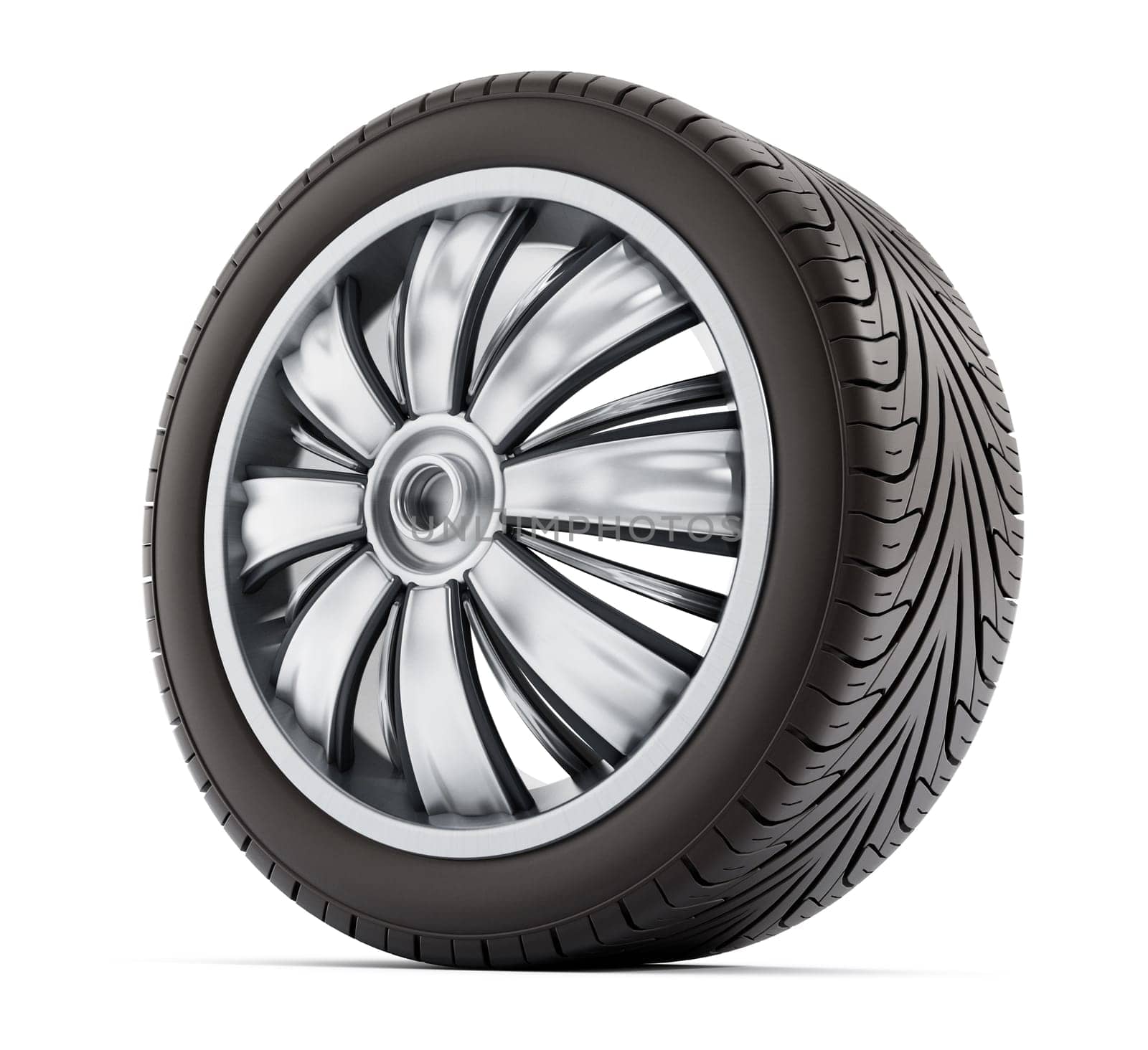 Car wheel and tyre isolated on white background