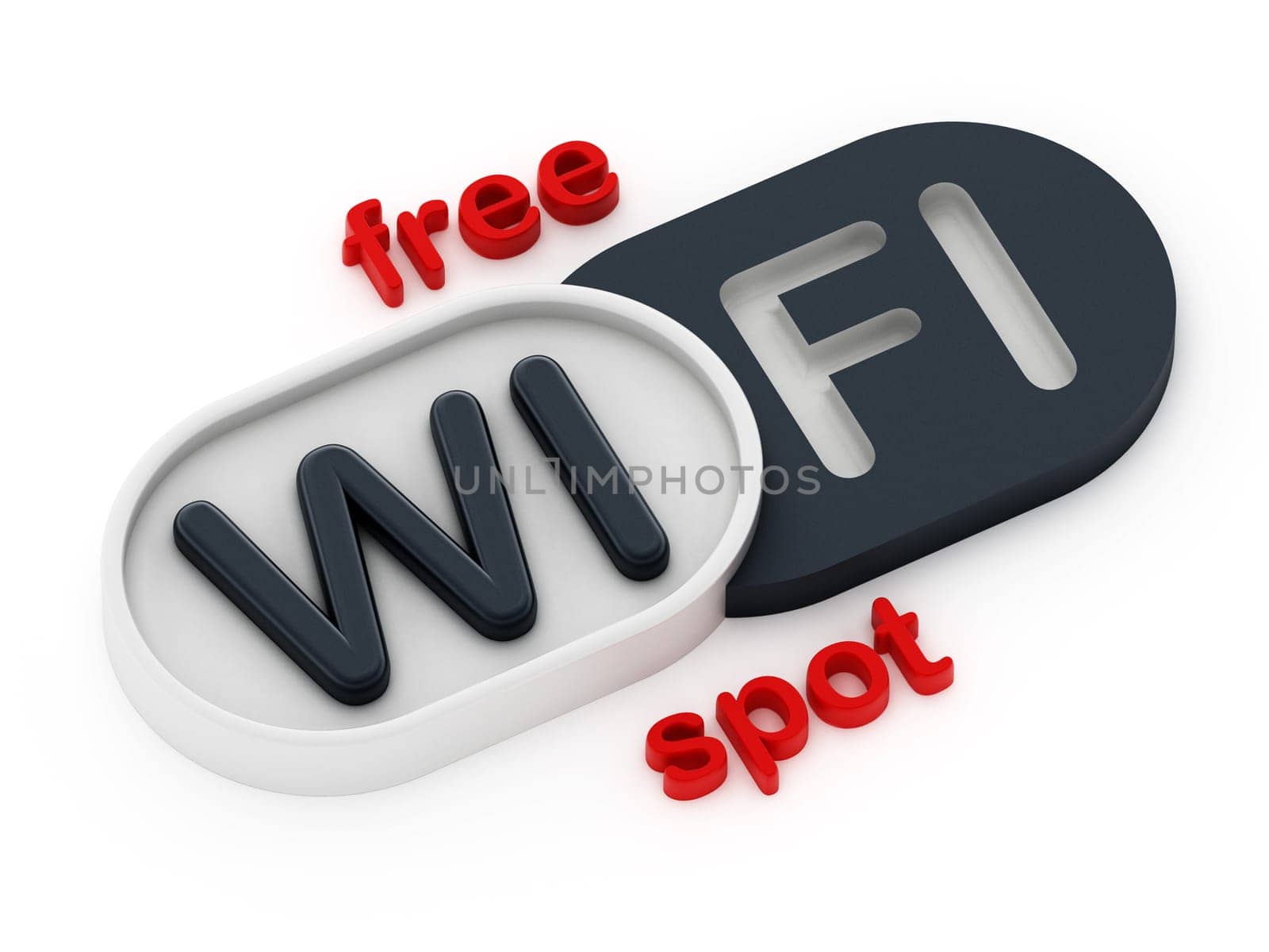 Free WiFi spot badge isolated on white background