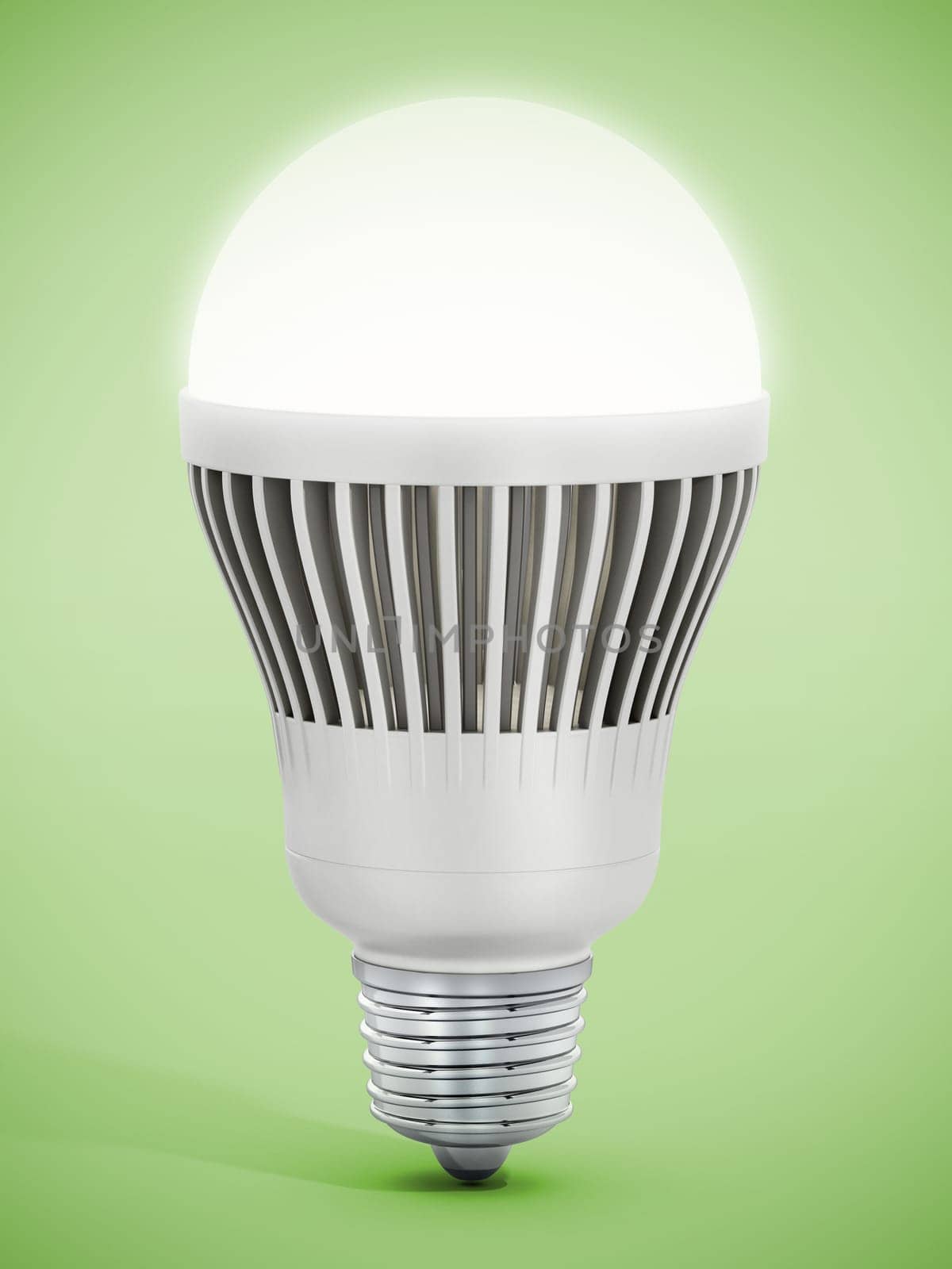 Energy saving LED lightbulb on green background