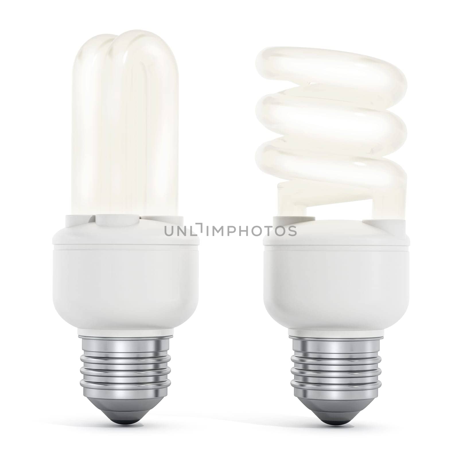 Fluorescent energy saving lightbulbs isolated on white background