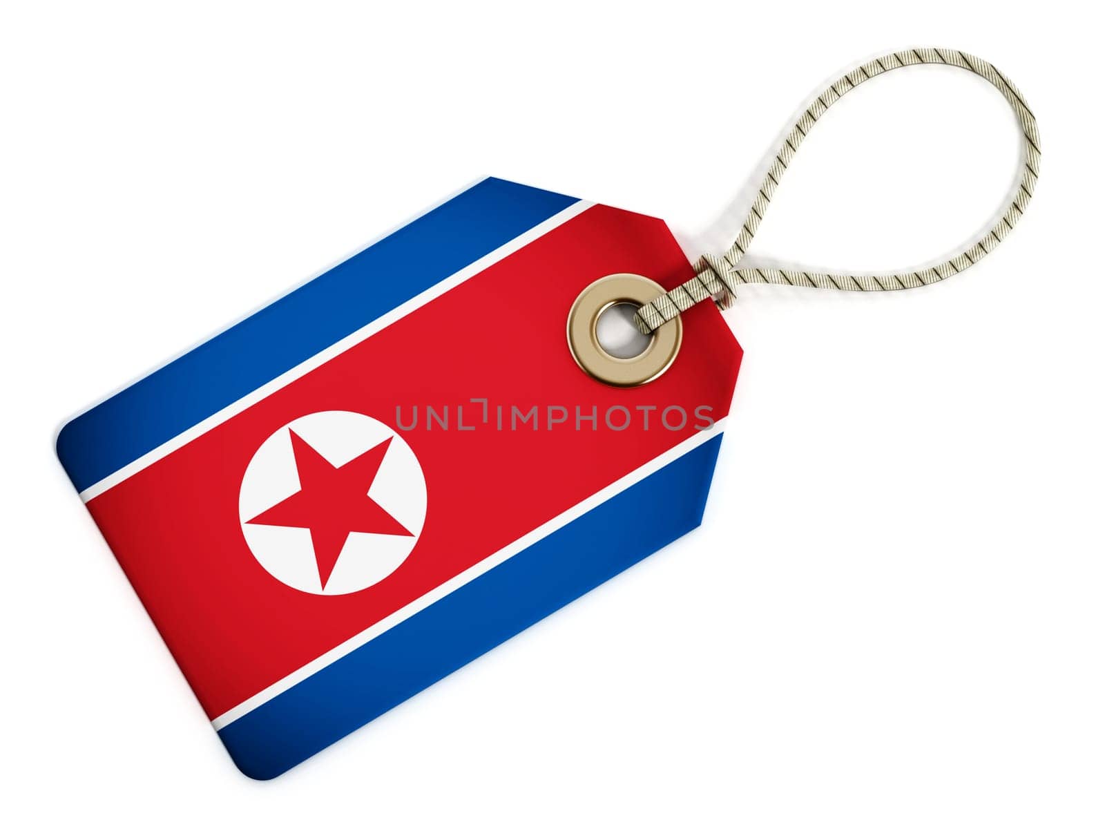 North Korea flag on isolated tag.