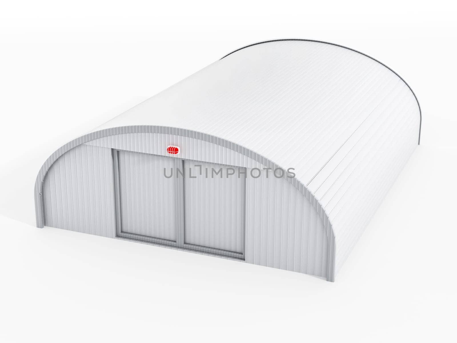 White airplane hangar isolated on white background