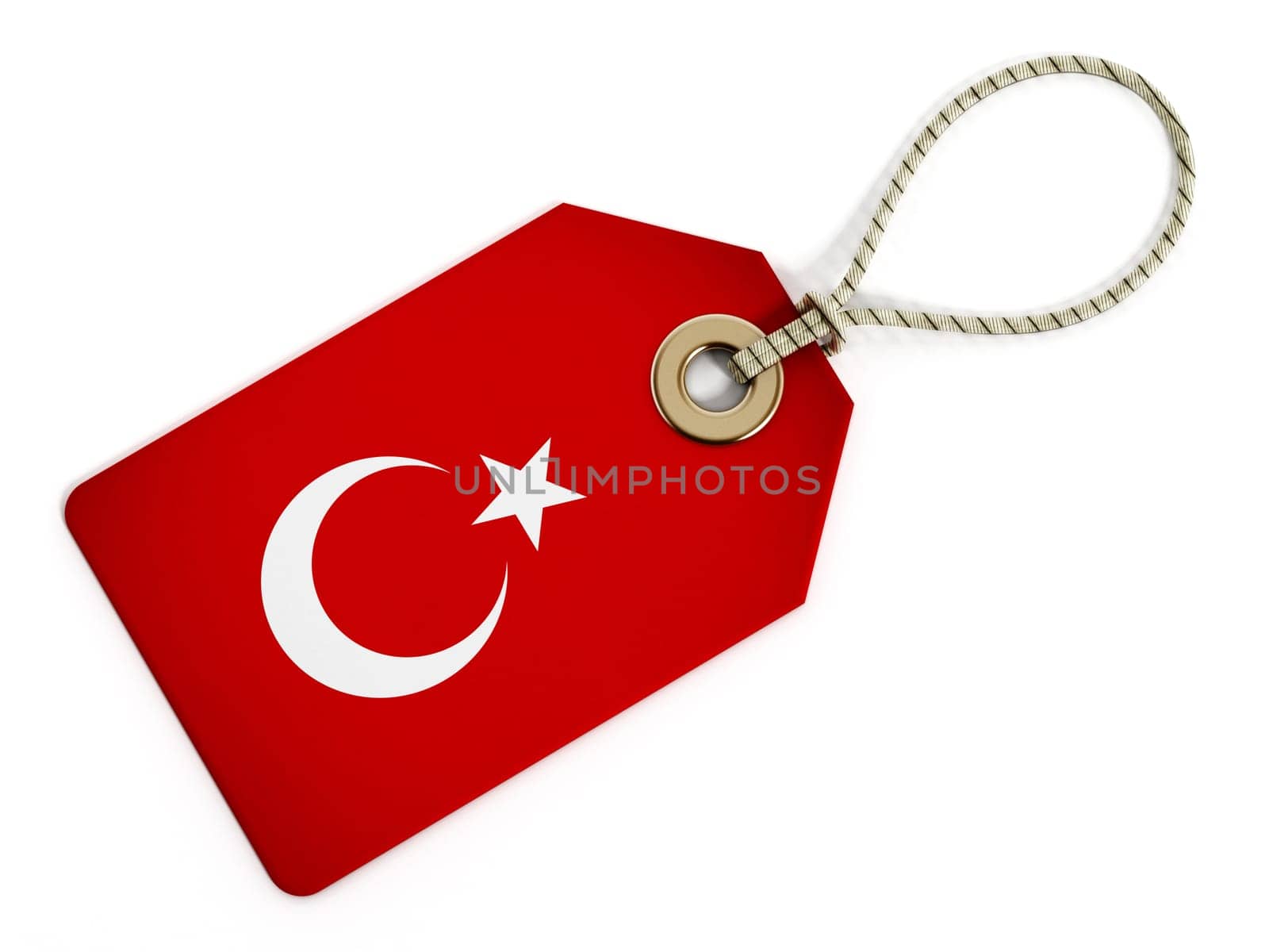 Turkish flag on isolated tag.