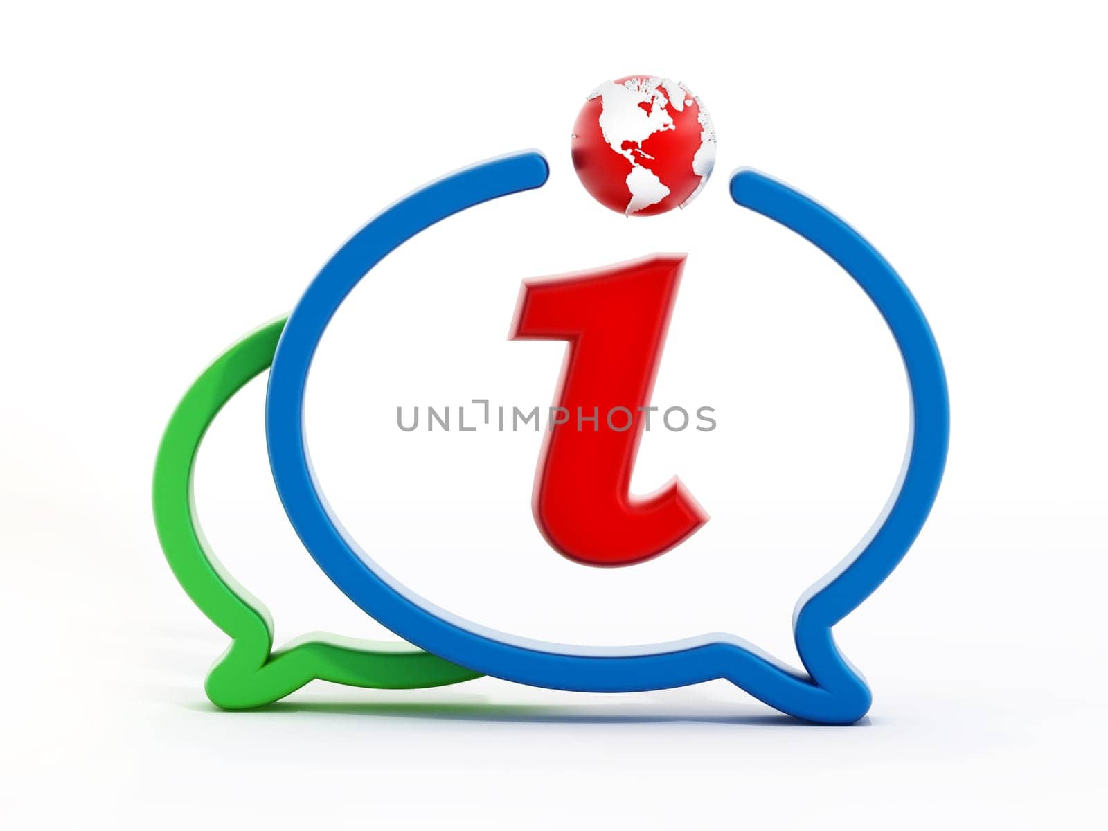 Letter i inside speech balloons isolated on white background