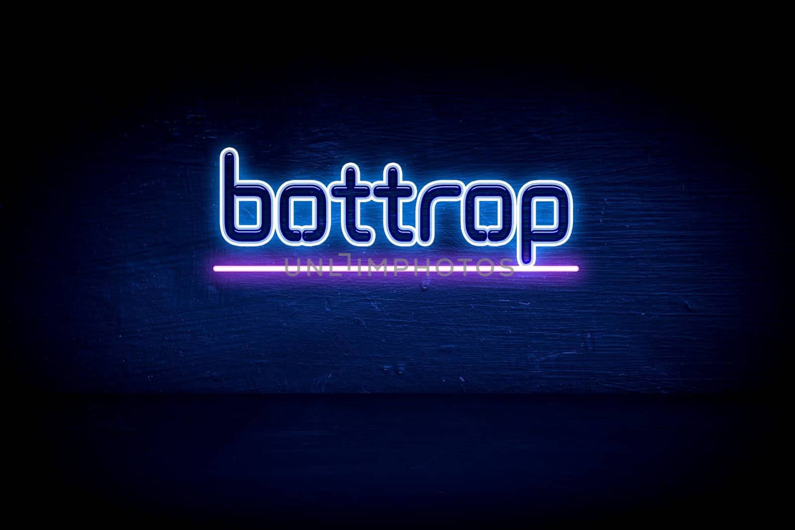 Bottrop - blue neon announcement signboard