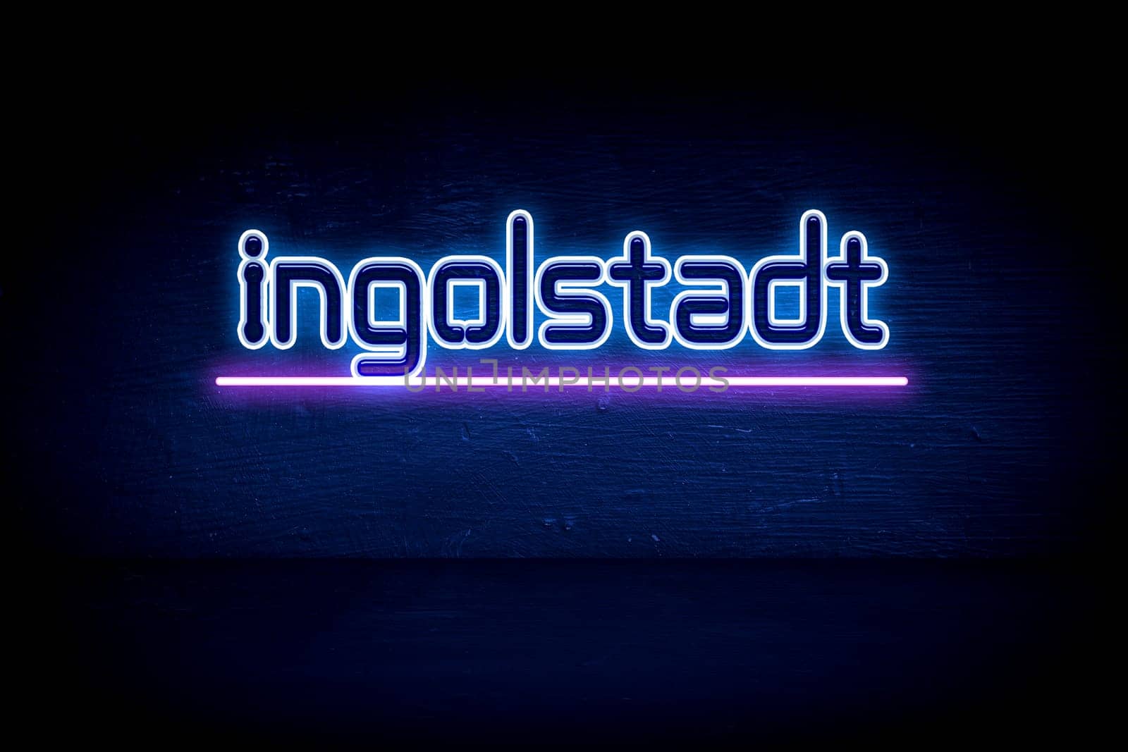Ingolstadt - blue neon announcement signboard