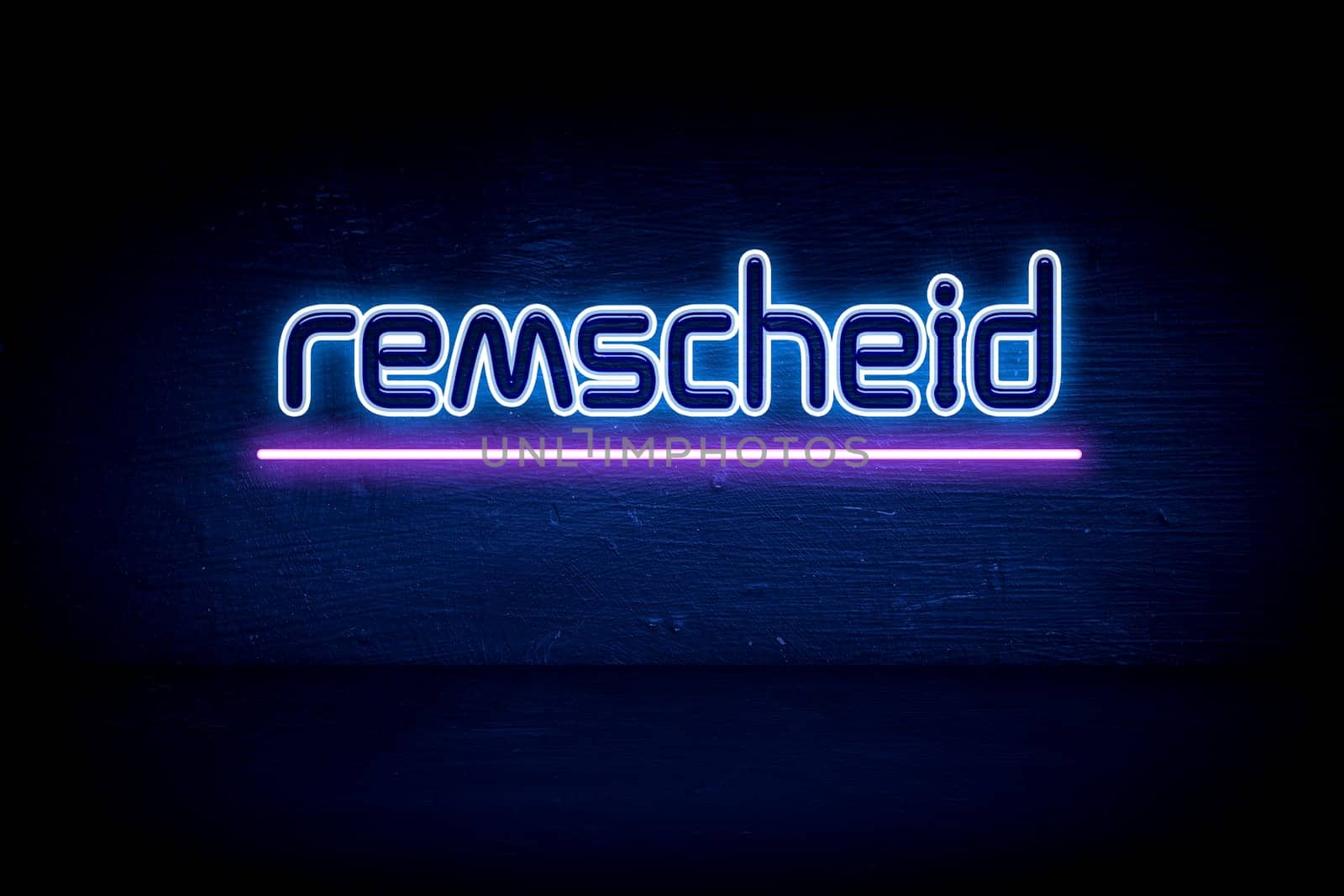 Remscheid - blue neon announcement signboard