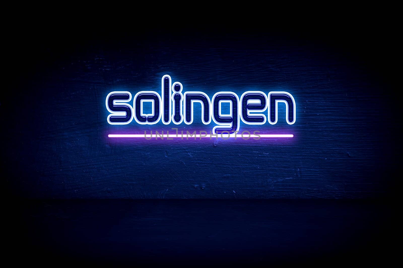 Solingen - blue neon announcement signboard
