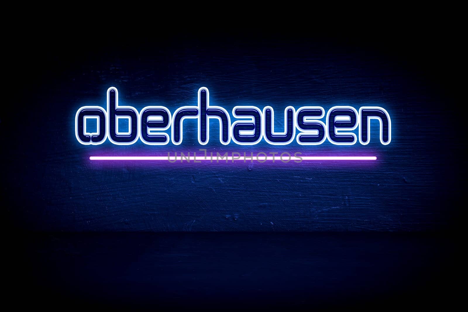 Oberhausen - blue neon announcement signboard