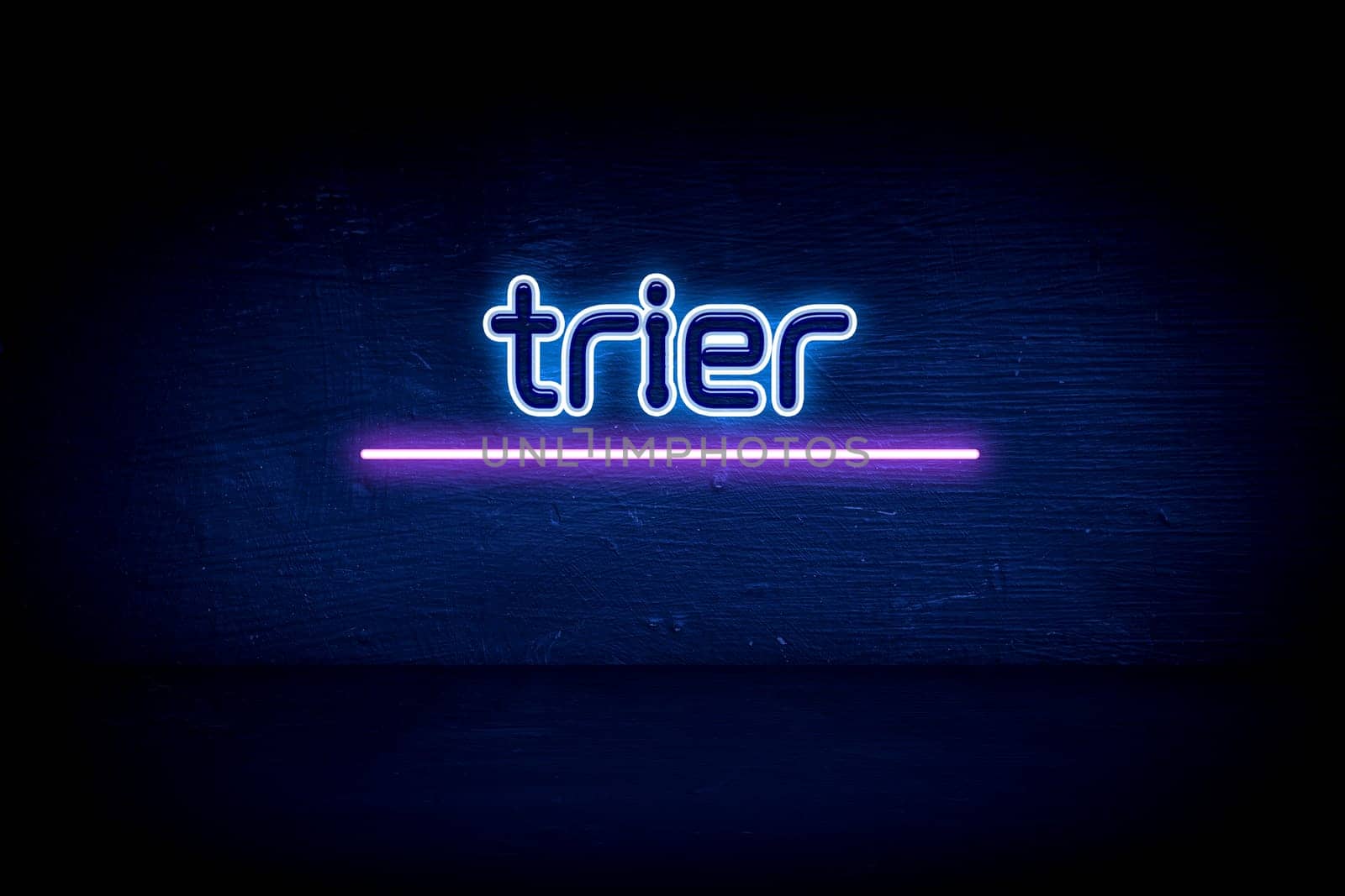 Trier - blue neon announcement signboard