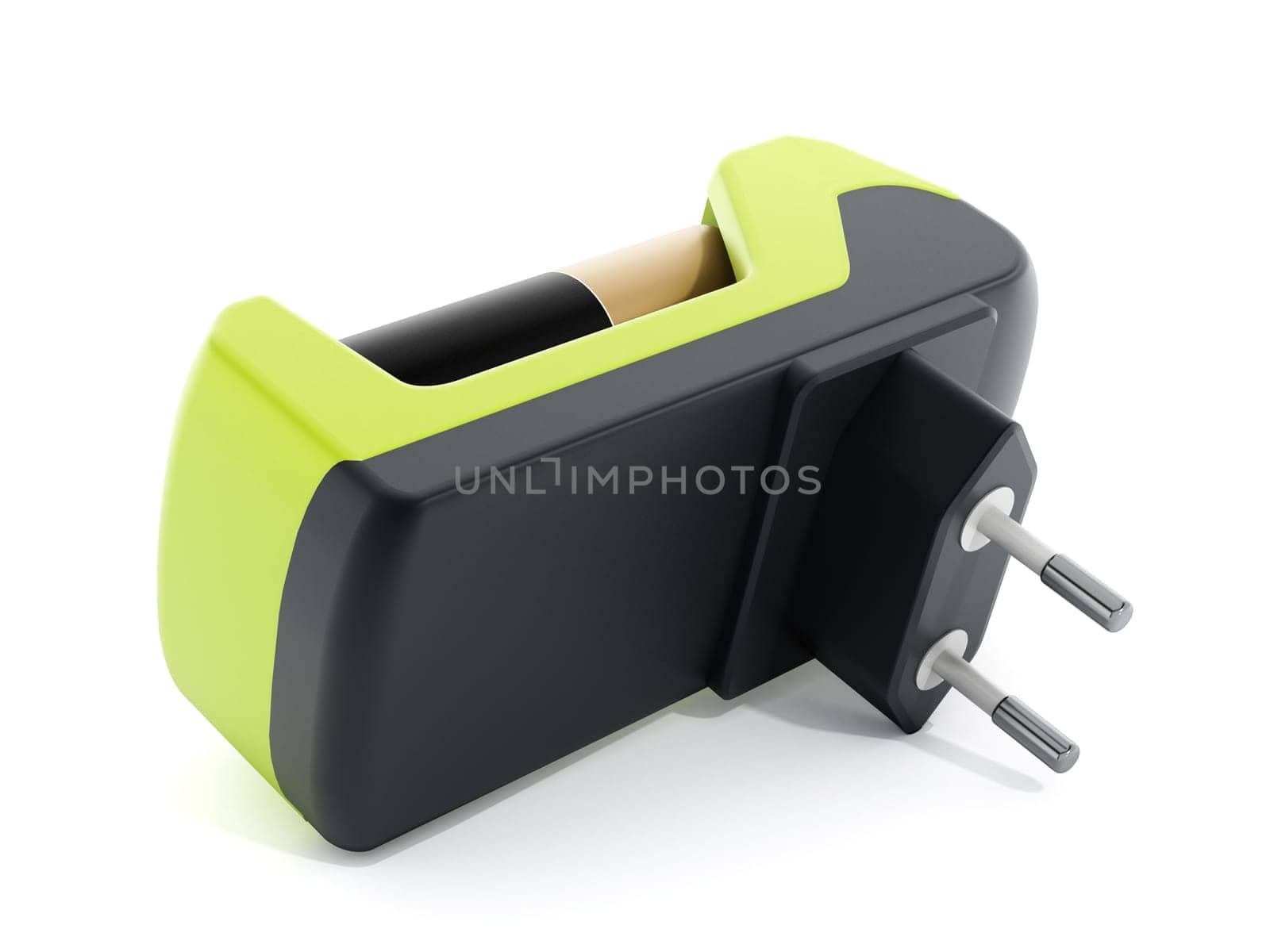 Battery charger isolated with AA batteries inside isolated on white background