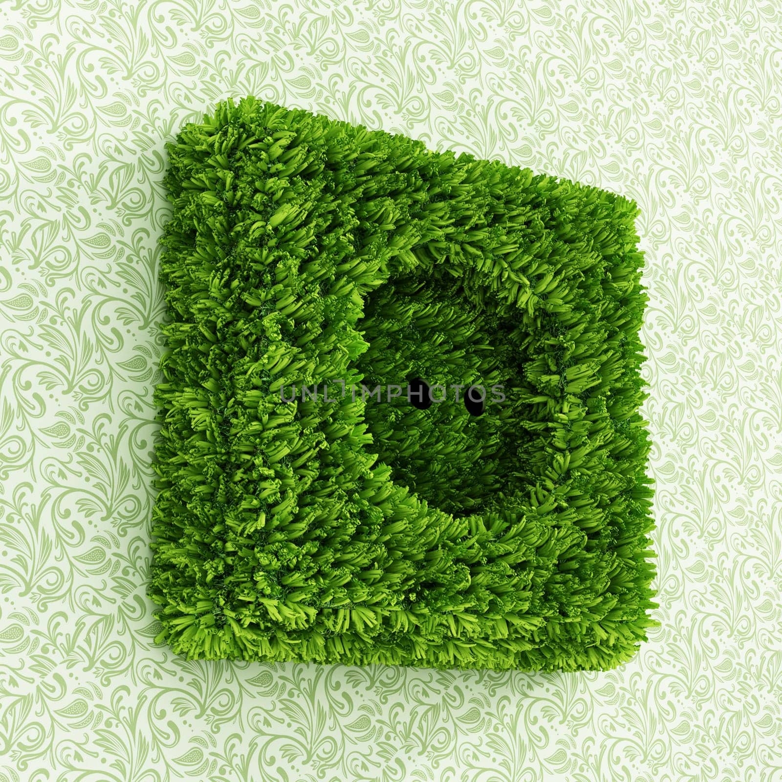 Power outlet covered with green grass