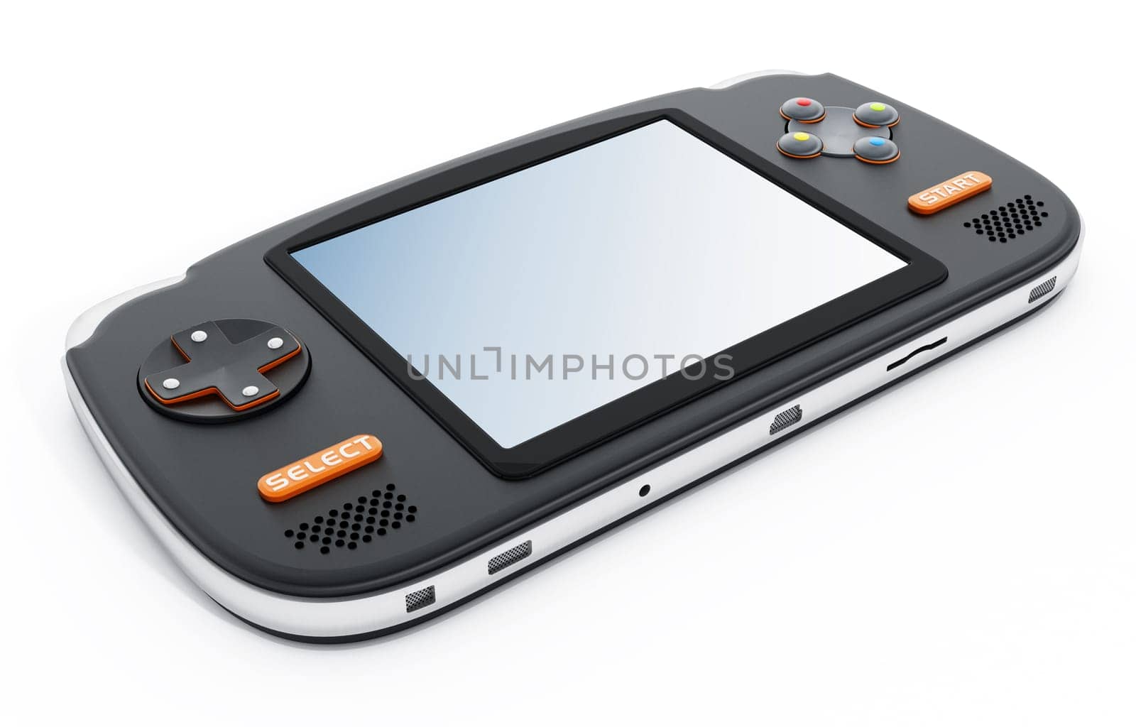 Retro handheld video game device isolated on white background