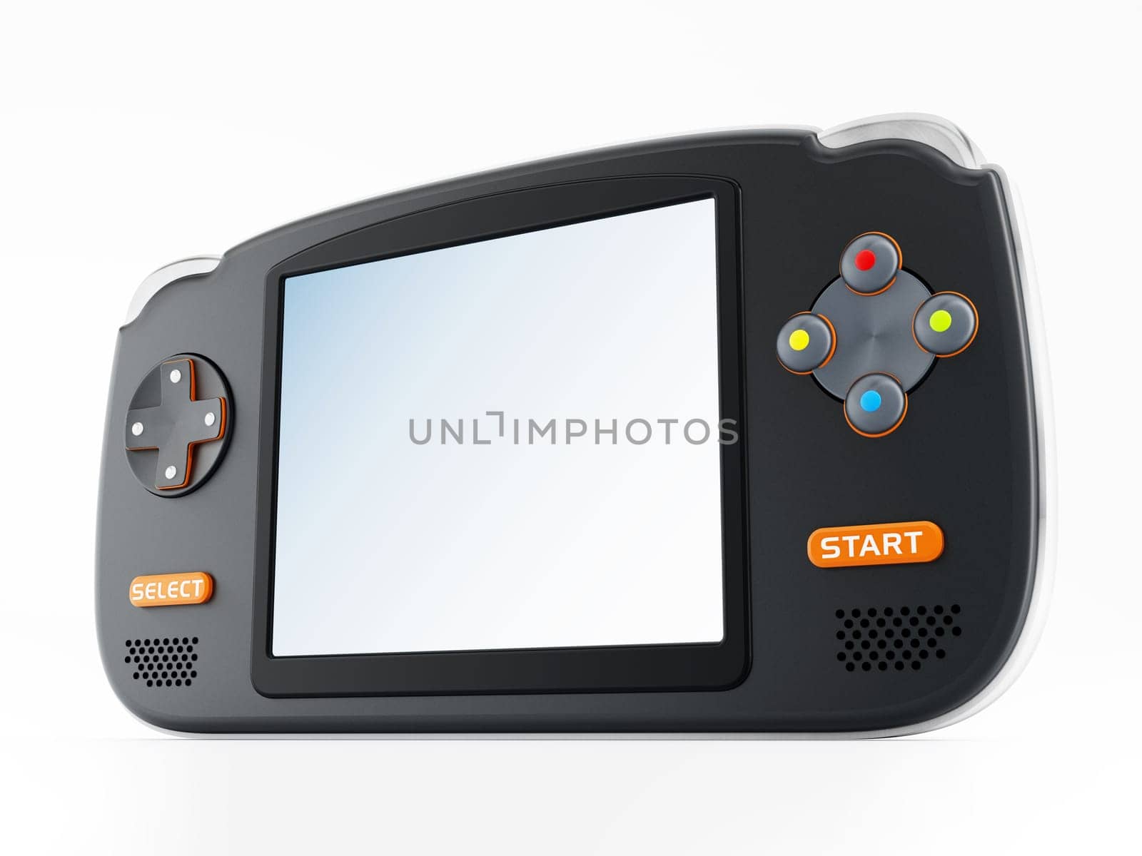Retro handheld video game device isolated on white background