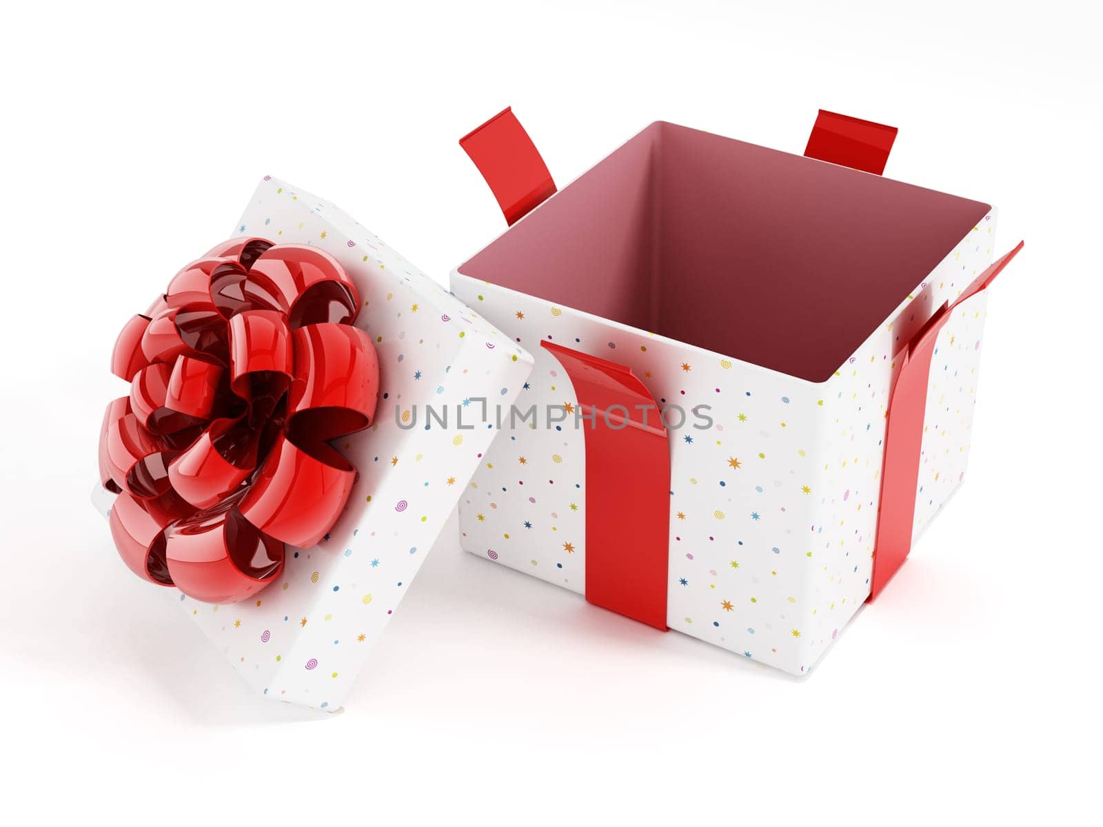 Open giftbox isolated on white background.