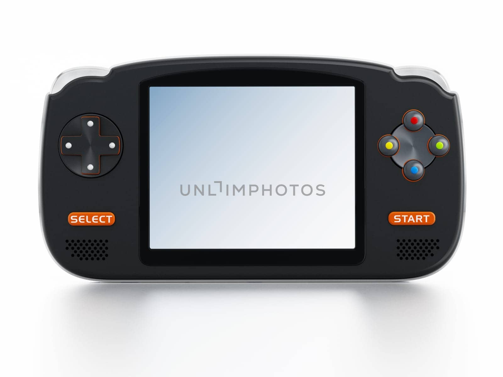 Retro handheld video game device isolated on white background