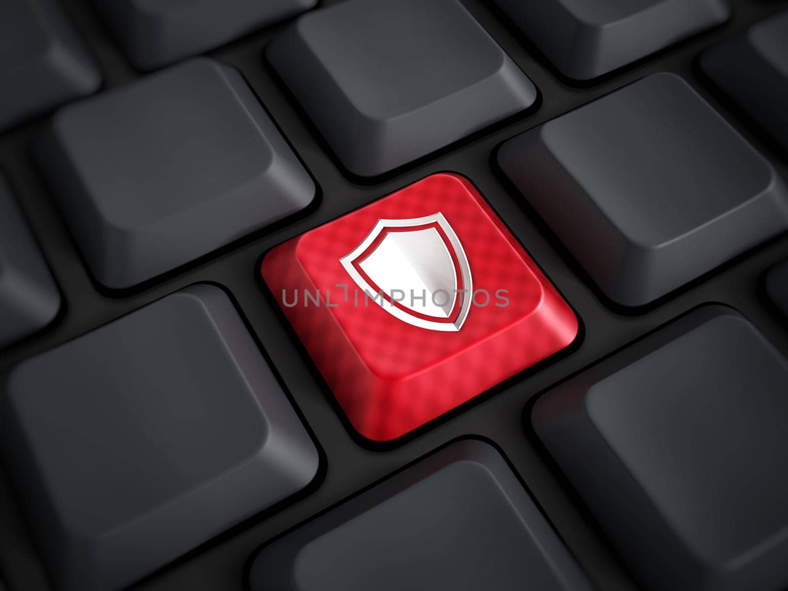 Shield icon on red computer keyboard key