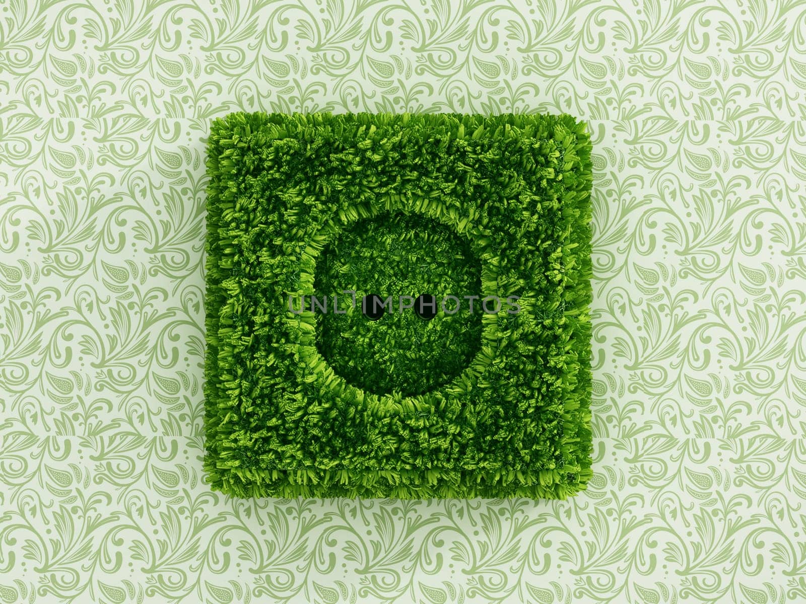 Power outlet covered with green grass