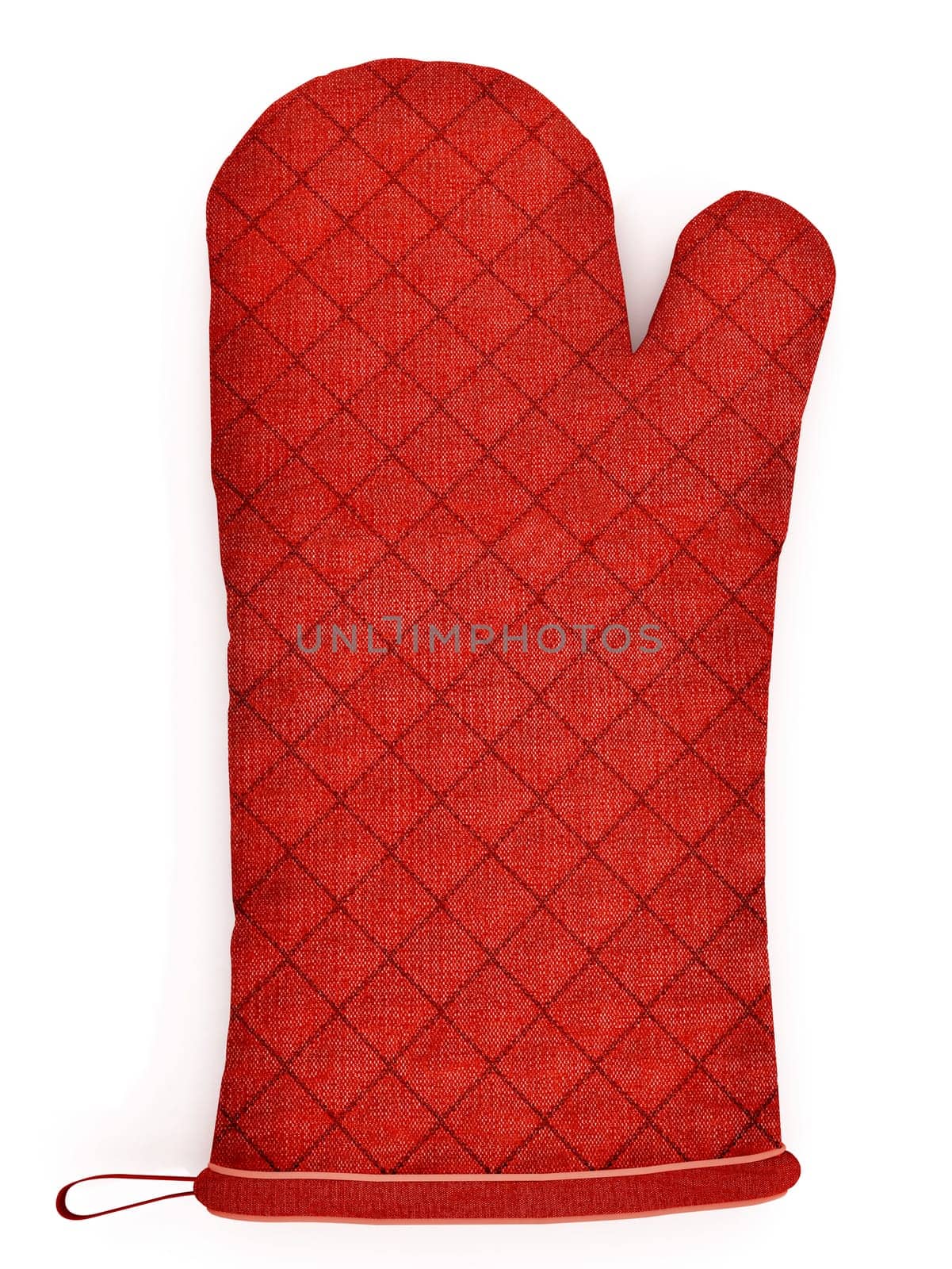 Red kitchen gloves isolated on white background.
