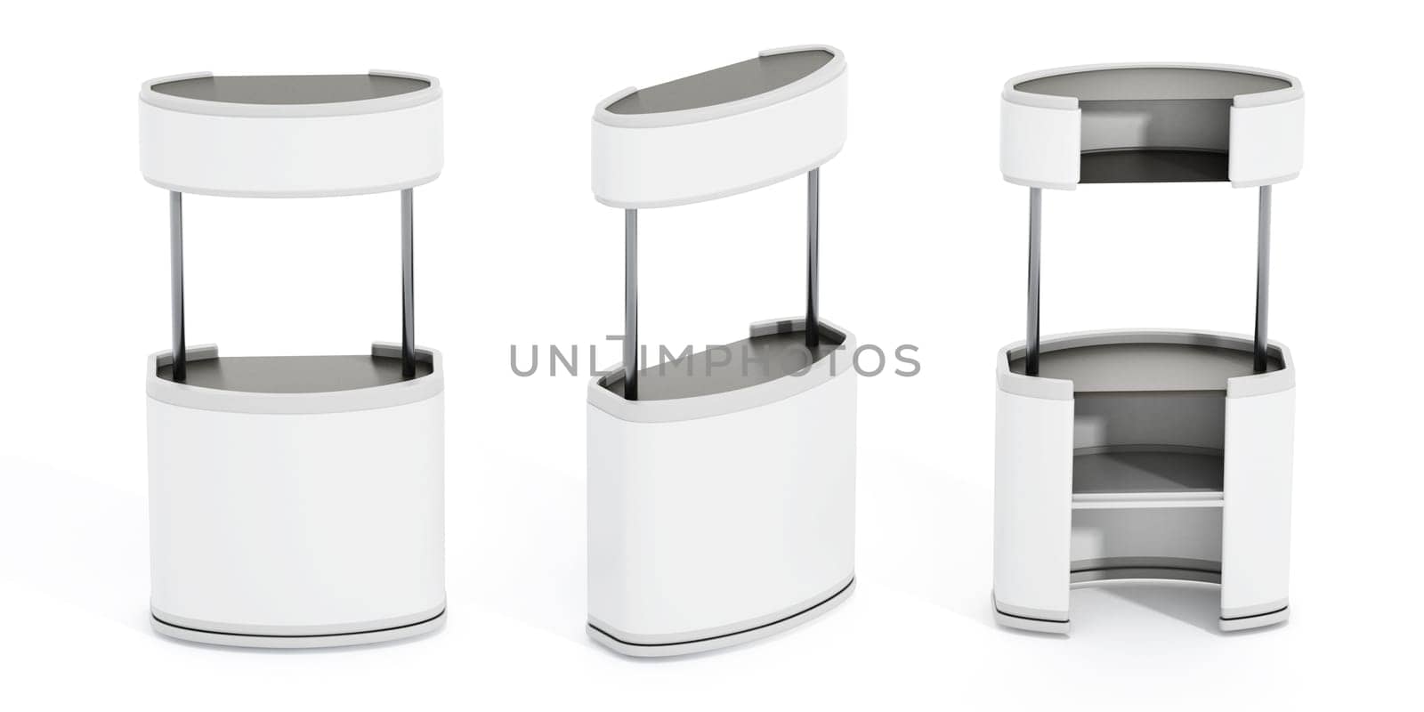 White promotion stands isolated on white background