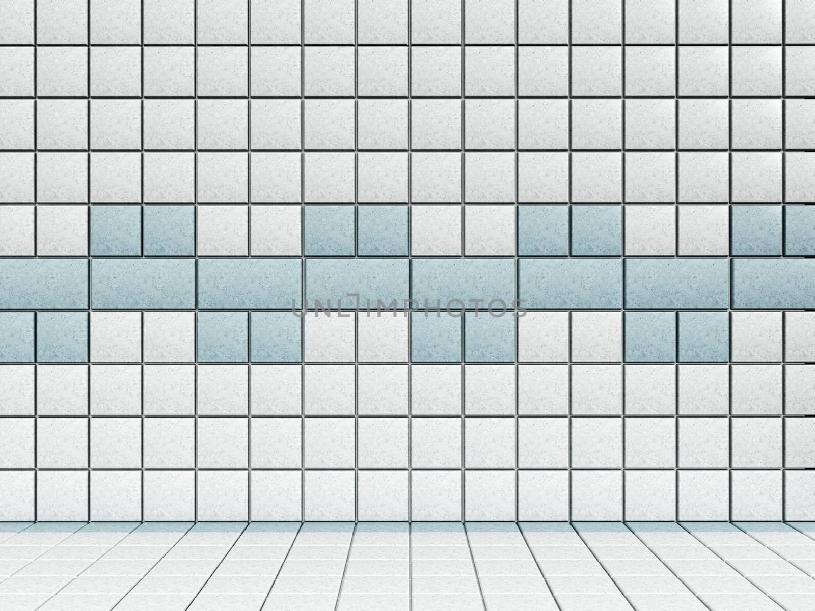 White and blue bathroom tiles.
