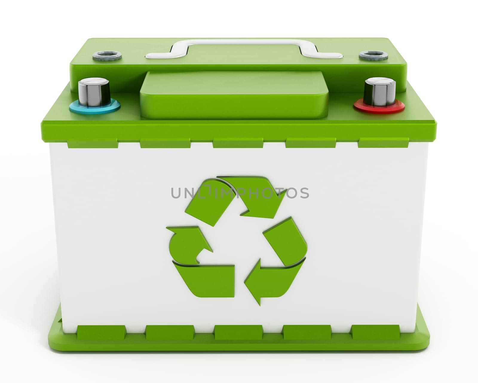 Recyclable car battery isolated on white background