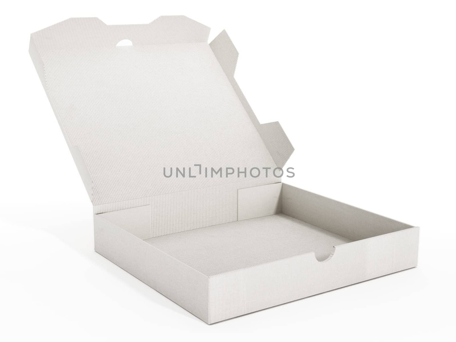 Isolated pizza boxes with one open