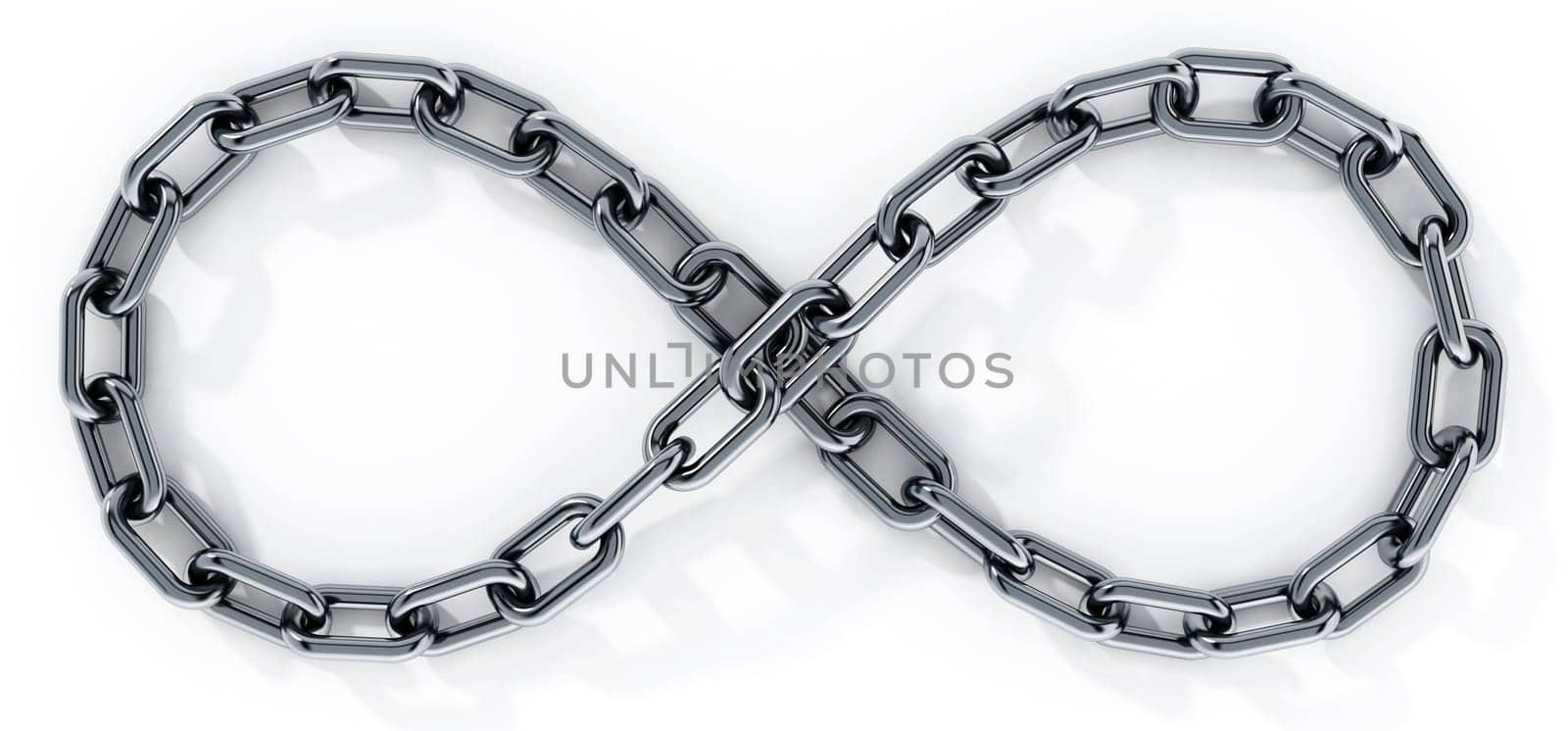 Infinity symbol shaped chain isolated on white background